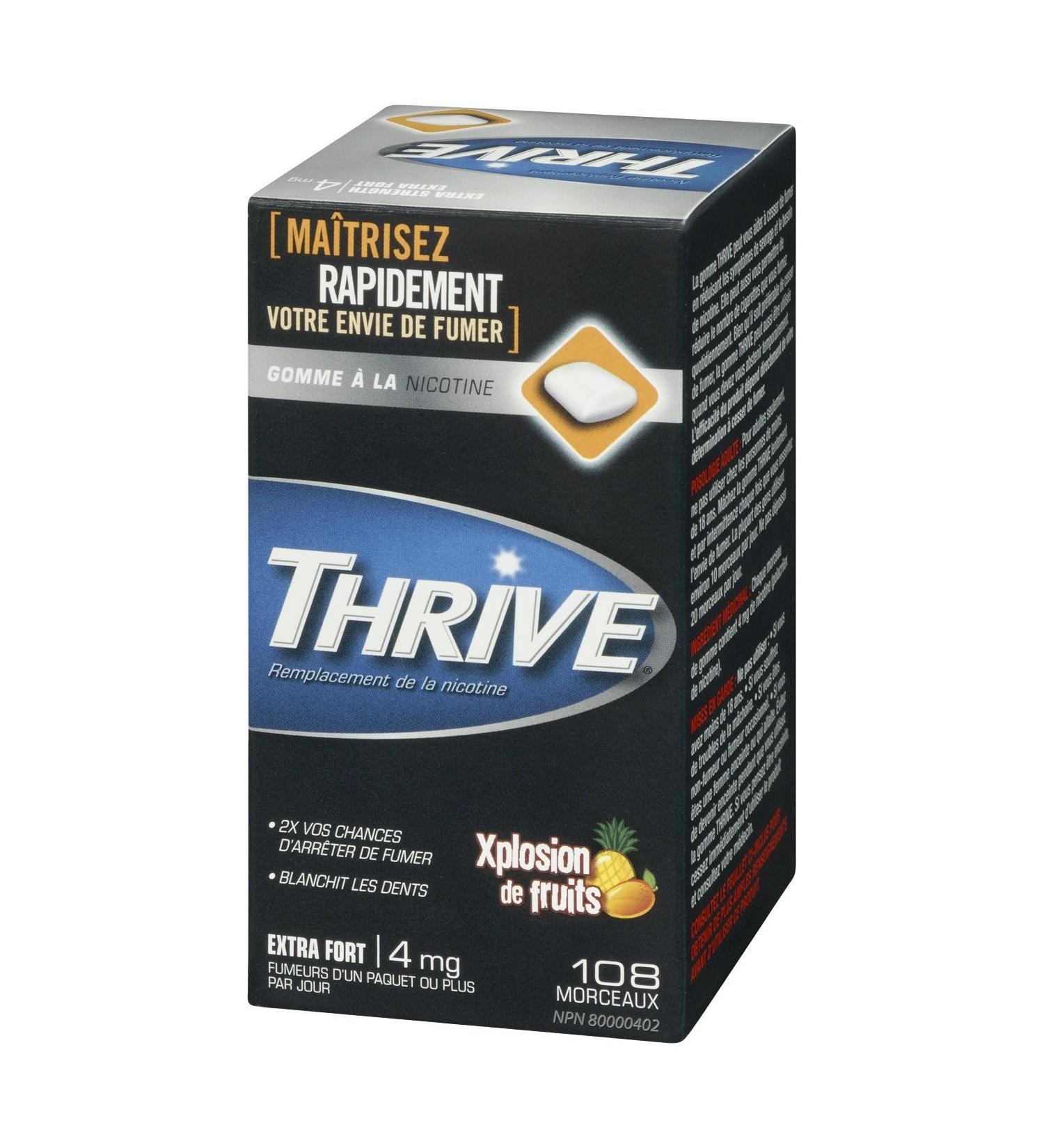 Thrive Gum 4mg Extra Strength Nicotine Replacement 108 Count 4 mg