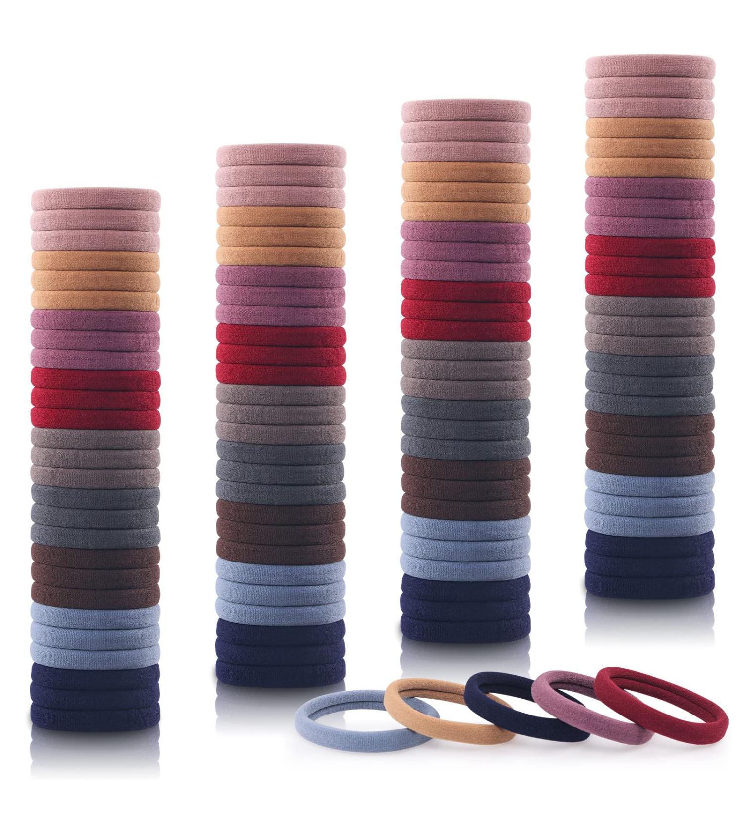 100PCS 2 Dark Hair Ties for Women - Seamless Thick Hair Bands, Elastic Ponytail Holders - No Damage Hair Ties in Dark Colors - Buy Online on SooperMarket.com