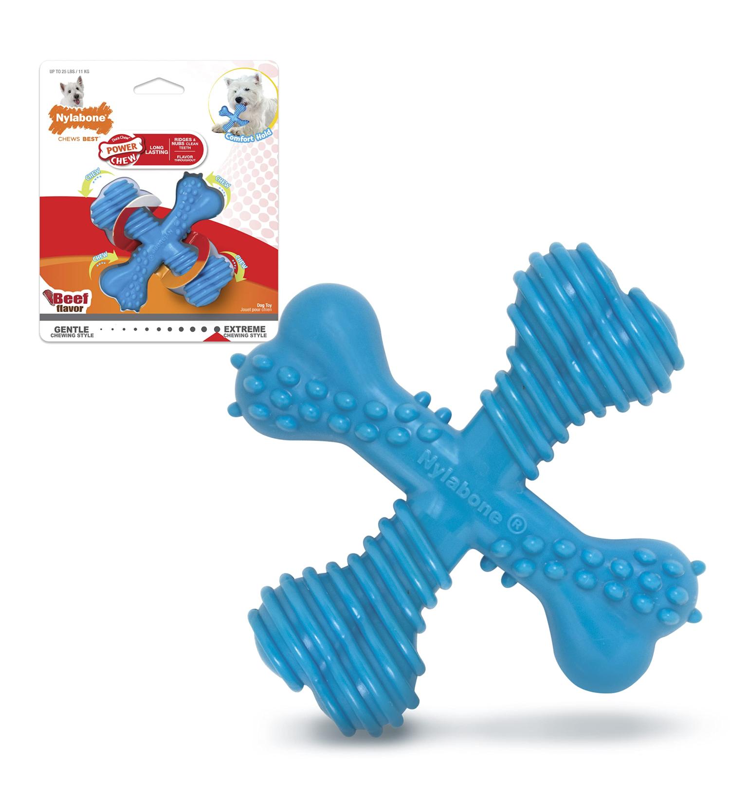 Nylabone Power Chew X-Shaped Bone Beef for Adult Dog Tough Chewers - Small/Regular Size - Buy Online on SooperMarket.com