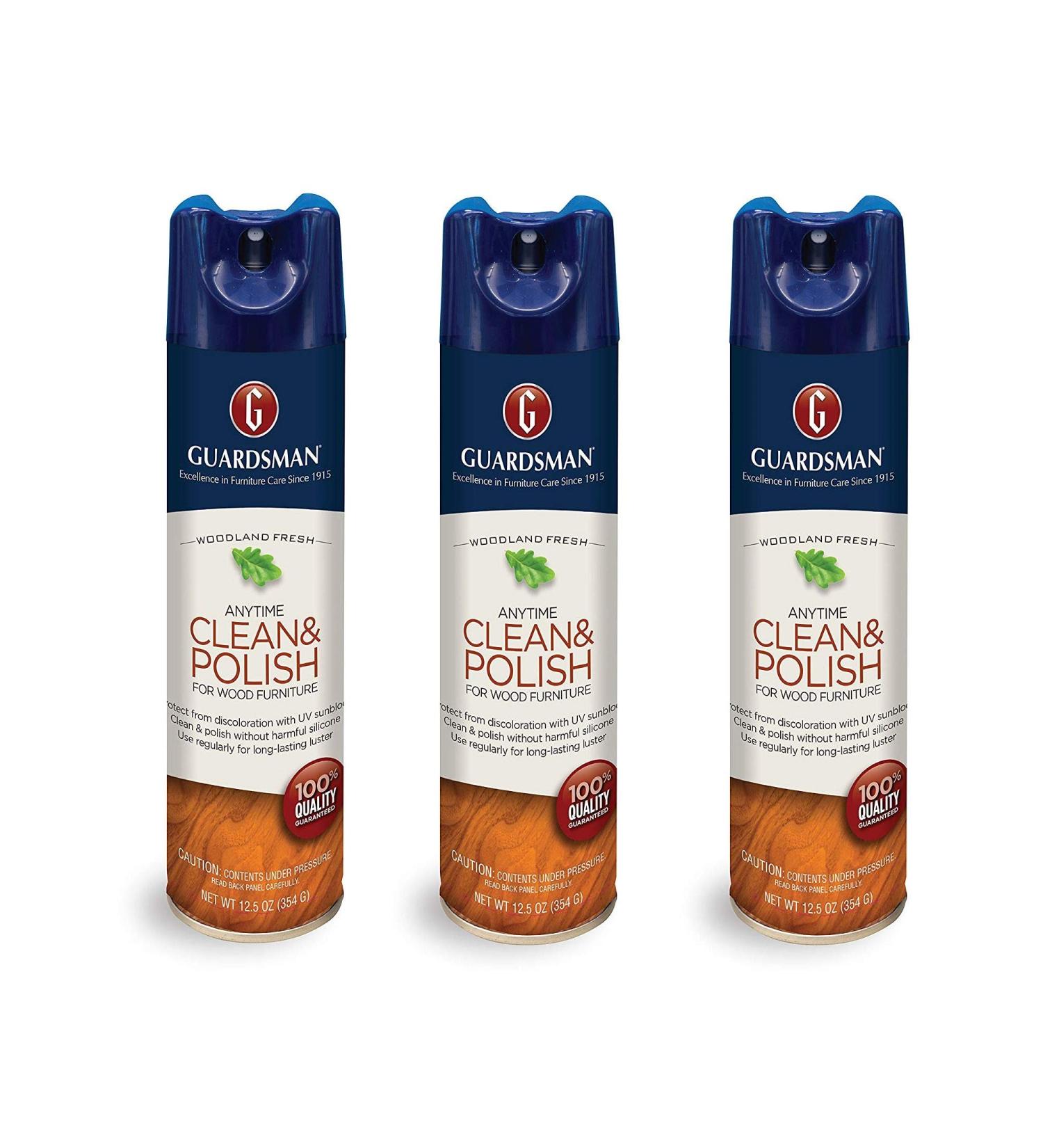 Guardsman Clean & Polish For Wood Furniture - Woodland Fresh - 12.5 oz - Silicone Free UV Protection (3)