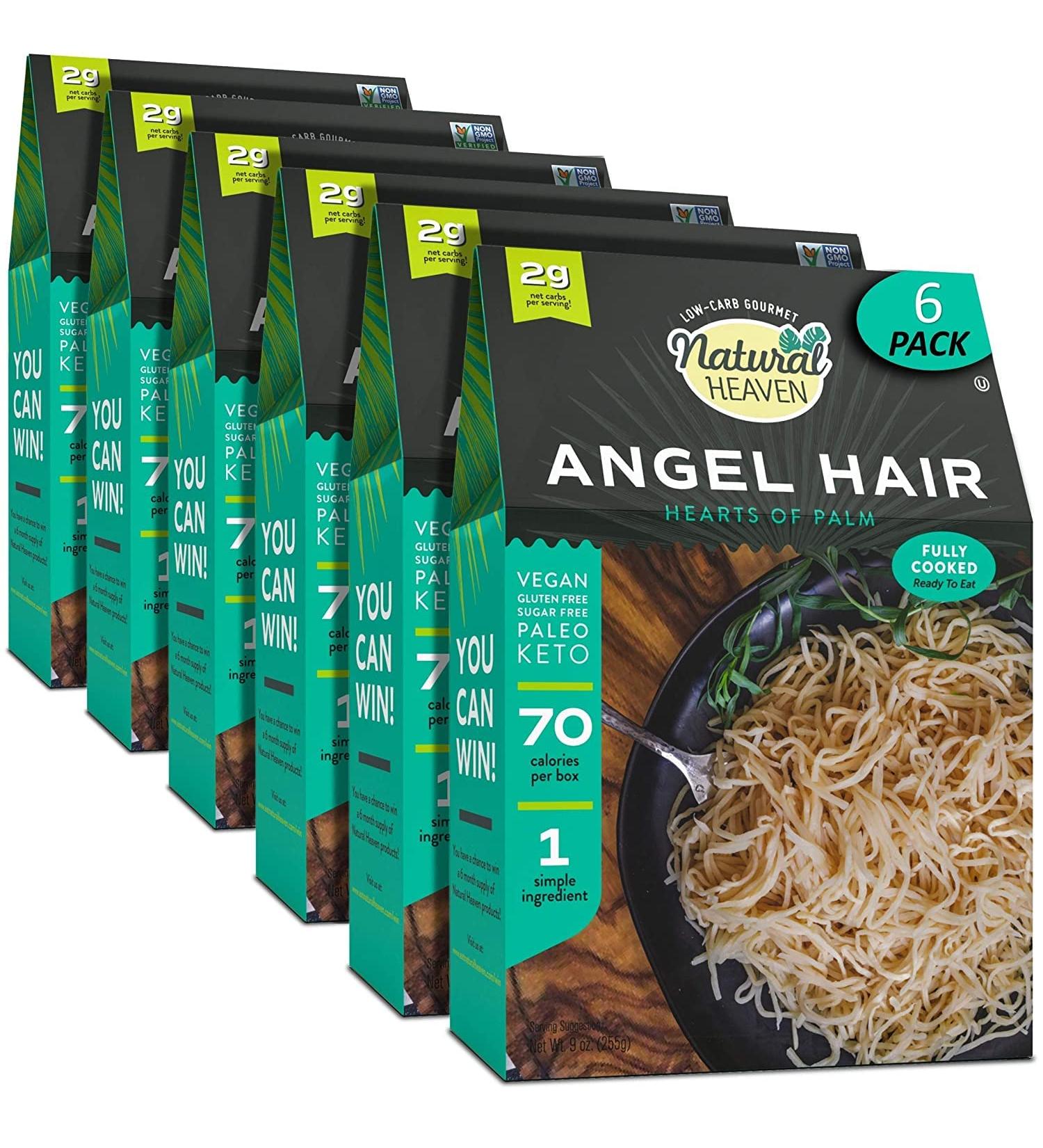 Natural Heaven Angel Hair Hearts of Palm Noodles - 6 Count 9 oz | Kosher | Pasta Substitute - Buy Online on SooperMarket.com