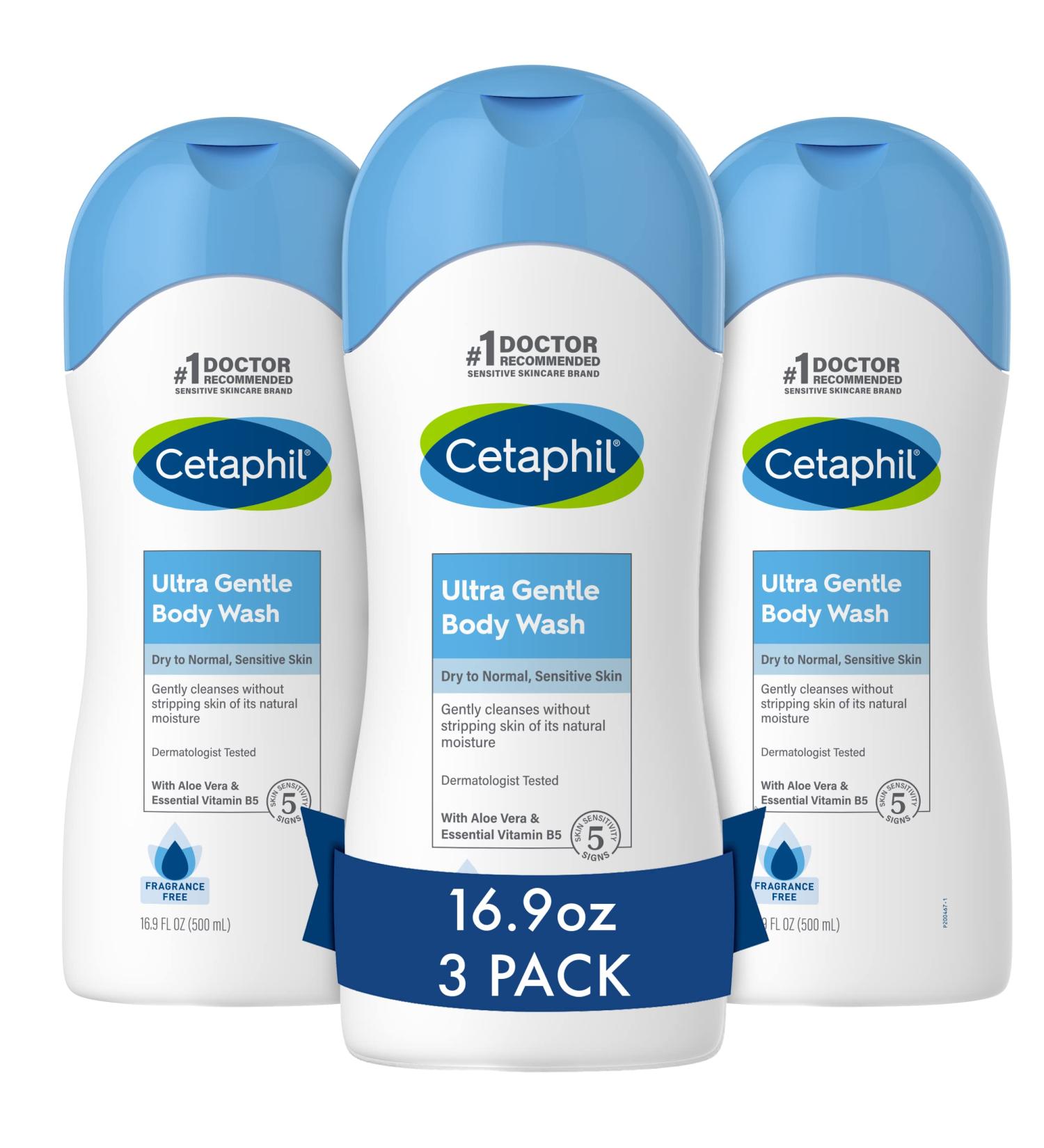 Cetaphil Ultra Gentle Body Wash Fragrance-Free - 16.9 fl oz (Pack of 3) | Sensitive Skin Care - Buy Online on SooperMarket.com