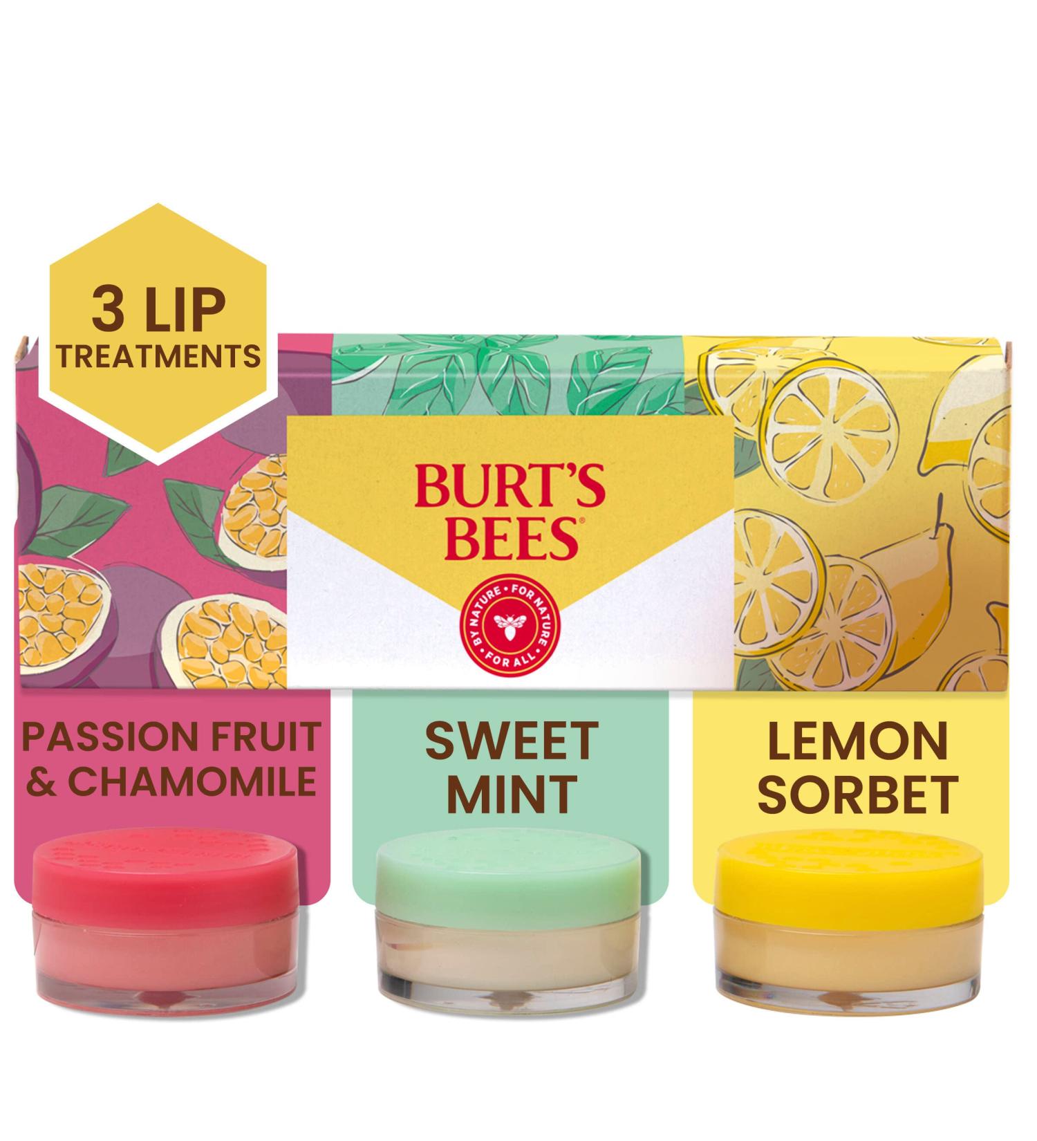 Burt's Bees Lip Mask Set - Graduation & Teacher Appreciation Gift | Overnight Intensive Treatment for All Day Hydration - Passion Fruit, Chamomile, Sweet Mint, Lemon Sorbet - Buy Online on SooperMarket.com