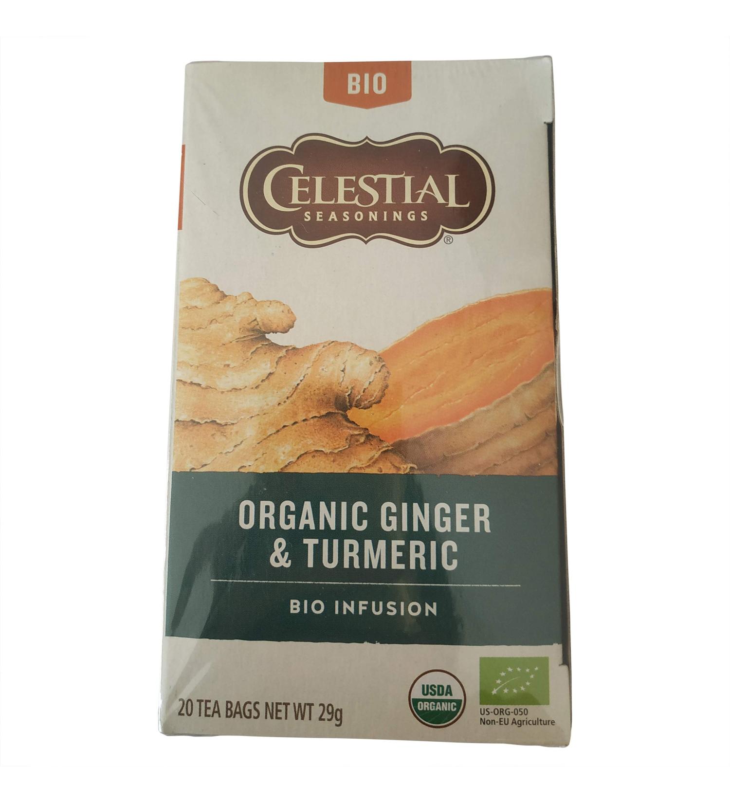 Celestial Organic Ginger & Turmeric Tea 20 Bags - Buy Online on SooperMarket.com