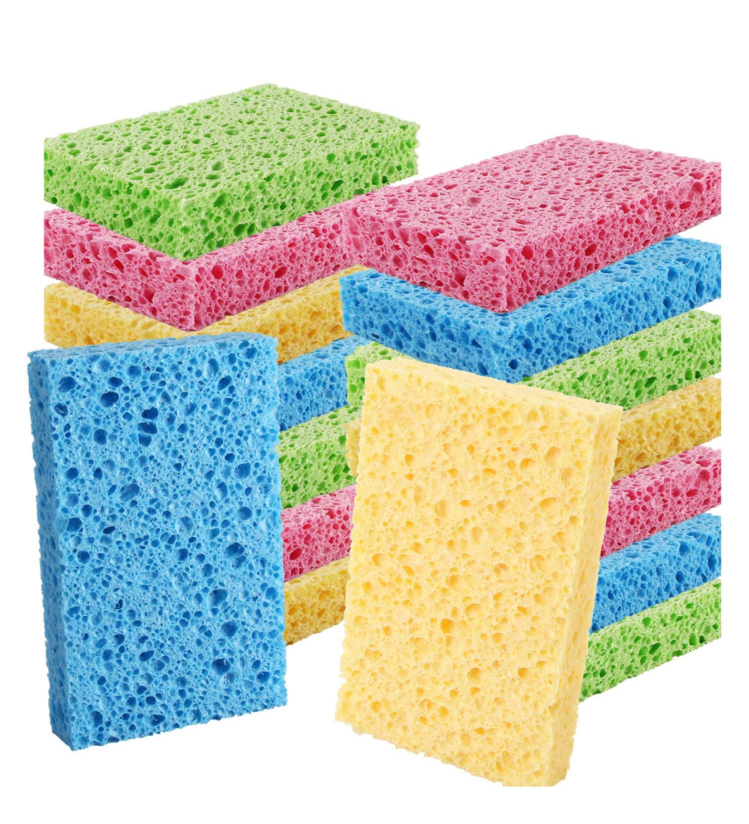 Biodegradable Colored Kitchen Sponge 16-Pack - Non-Scratch Cellulose Dishwashing Sponge - Natural Cleaning Scrub - 16 Count - Buy Online on SooperMarket.com