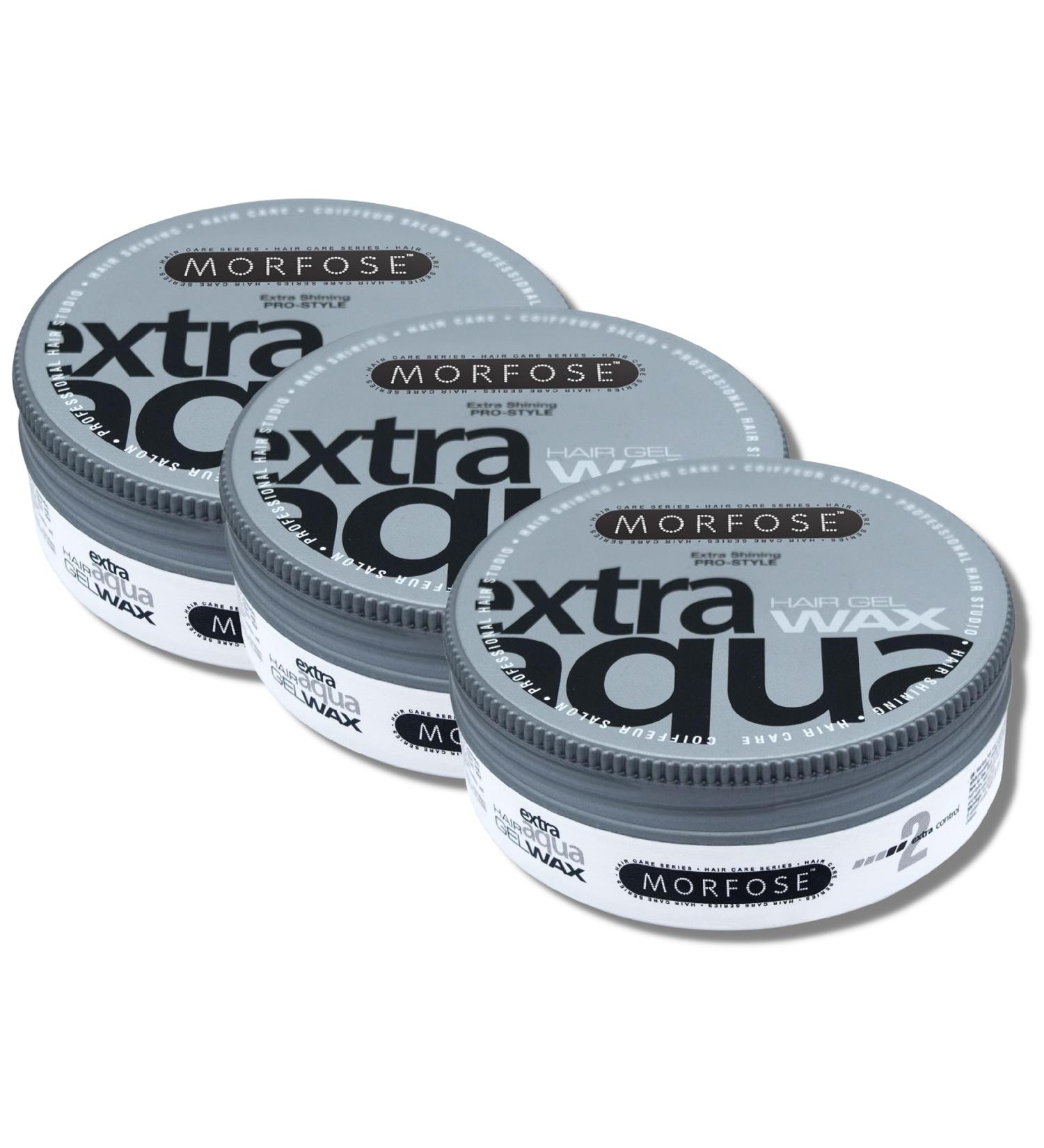 Morfose Hair Gel Wax - 175 ml (Pack of 3) | Extra Aqua | Long-lasting Hold & Shine | International Shipping Available - Buy Online on SooperMarket.com