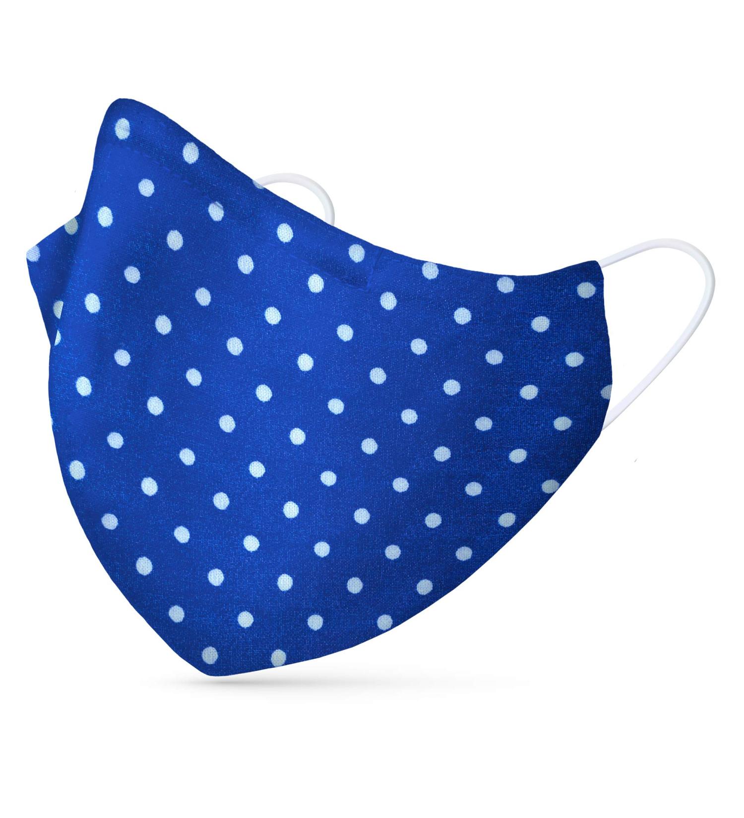 Dance Pattern Washable Cotton Mask for Kids & Adults - 2-Layer with Nose Bracket & Filter Bag - Oeko-Tex Standard 100 - Blue & White Dots (1 Pack) - Buy Online on SooperMarket.com