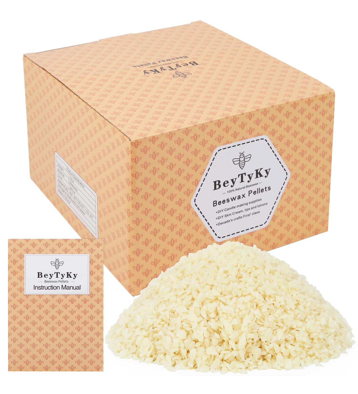 10lb Organic White Beeswax Pellets - Triple Filtered Candle Wax for DIY Creations - Ideal for Candle Making, Lip Balms, Lotions, and Soap Making - Cosmetic Grade Pure and Natural Beeswax - Buy Online on SooperMarket.com