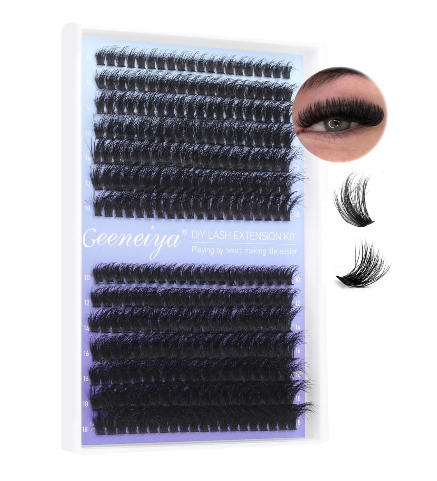 Geeneiya Fluffy Mink Eyelash Clusters - Thick Individual Extensions 10-18MM (280 Pcs) - Premium Quality Fake Lashes for Stunning Volume - Buy Online on SooperMarket.com