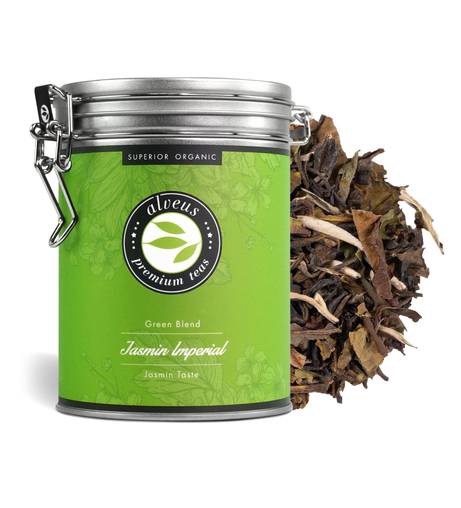 Jasmin Imperial Organic Jasmine Tea - 100g Can | Premium Green & White Teas | Alveus - No Additives 40 Cups - Buy Online on SooperMarket.com