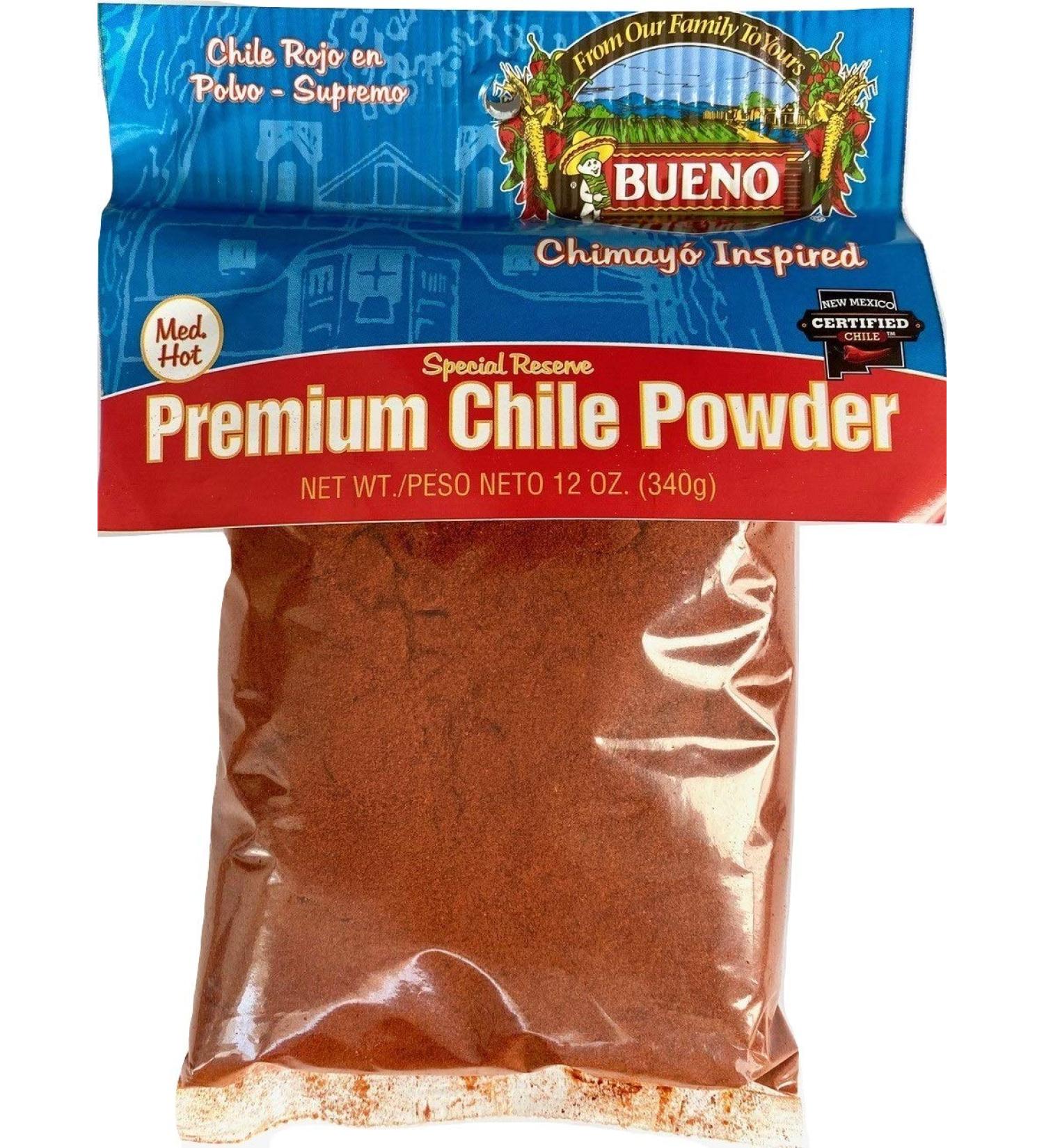 Bueno Medium Hot Red Chile Powder - Special Reserve Chimayo Chile - 12oz Bag - Buy Online on SooperMarket.com