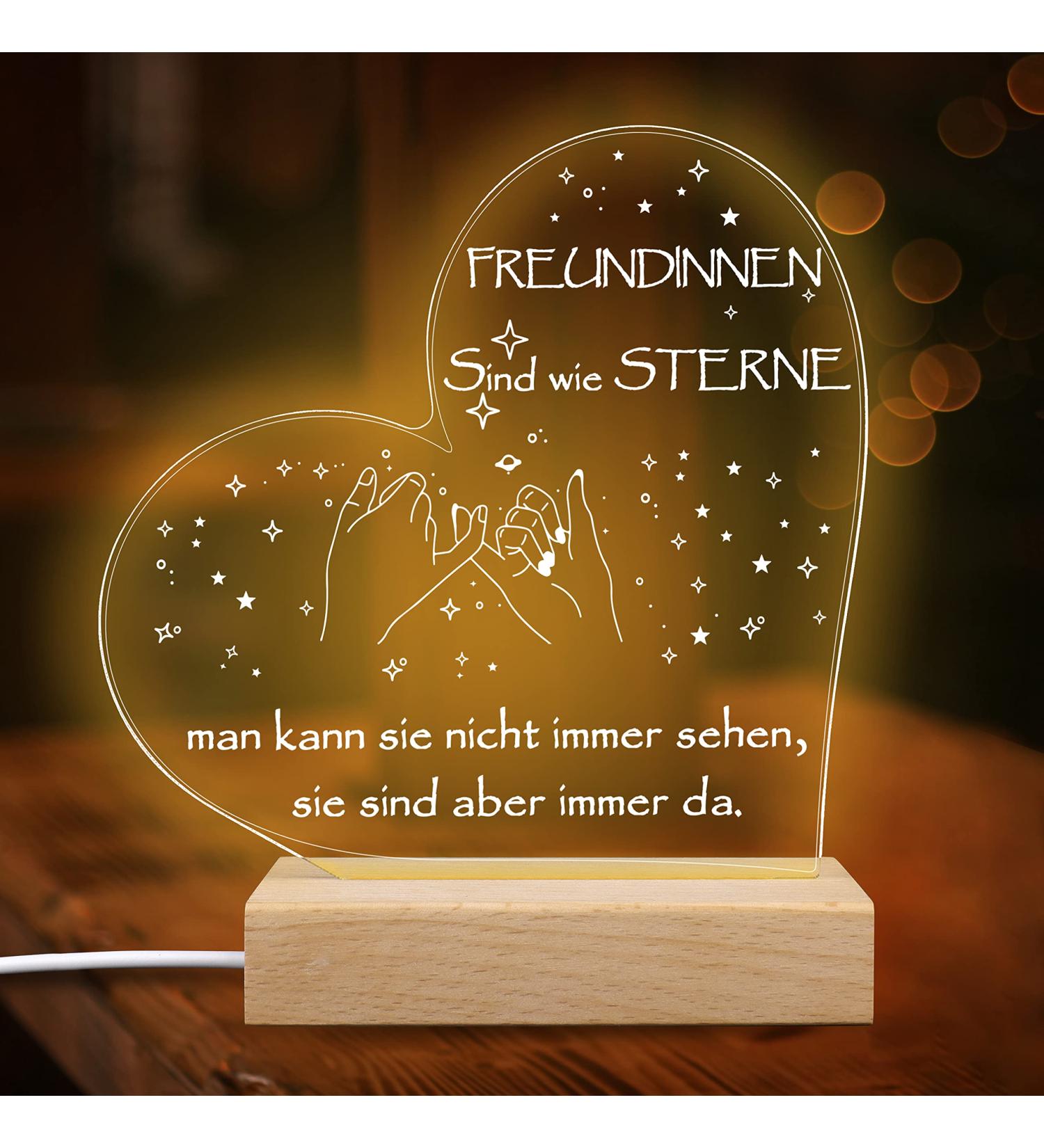 Merclix LED Night Light Gift for Girlfriend - Perfect Birthday & Christmas Present Best Friend Gifts in Wood Color - Buy Online on SooperMarket.com