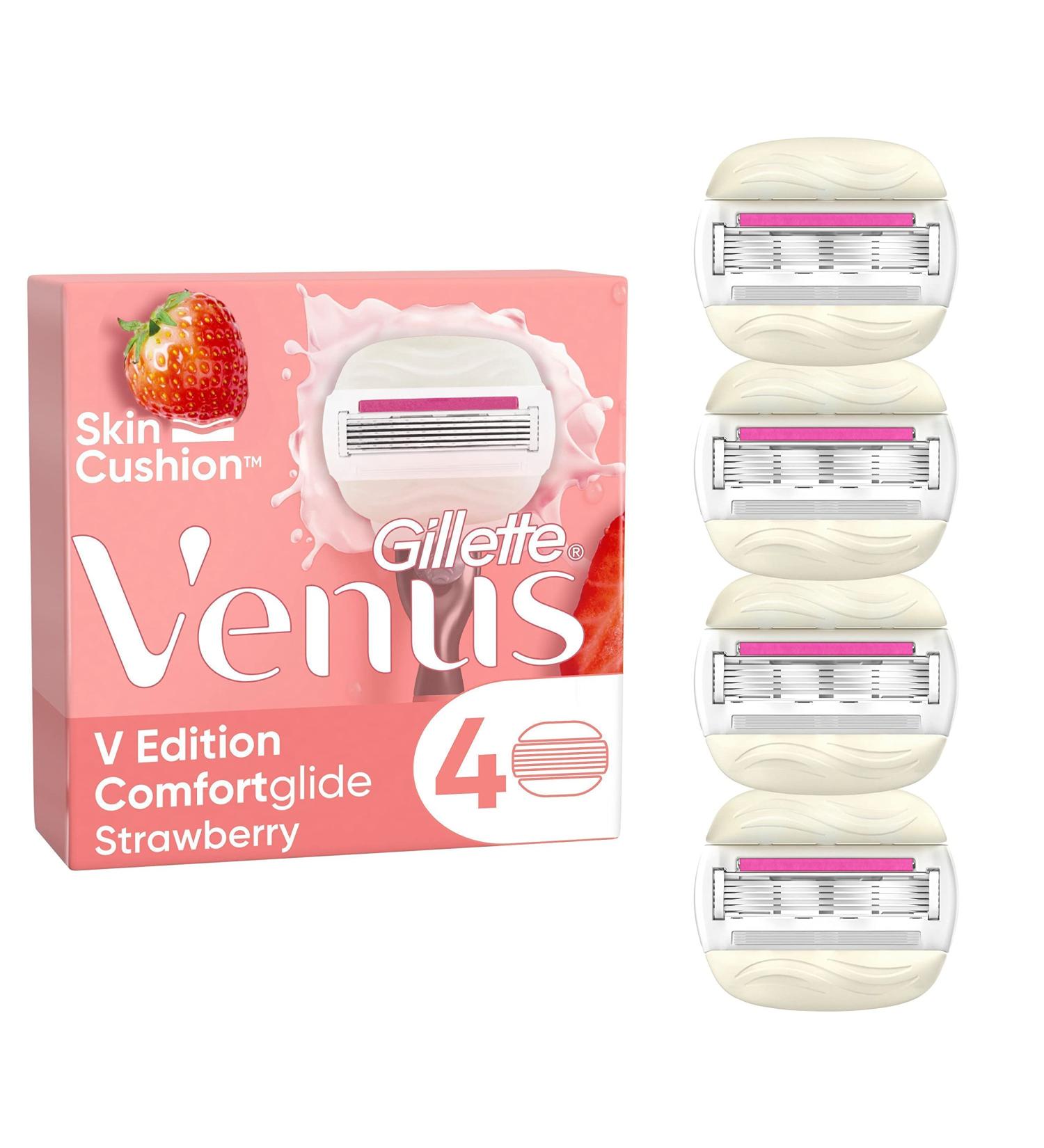 Gillette Venus Comfortglide Strawberry Edition Razor Blades - 4 Replacement Blades for Women's Razors - Buy Online on SooperMarket.com