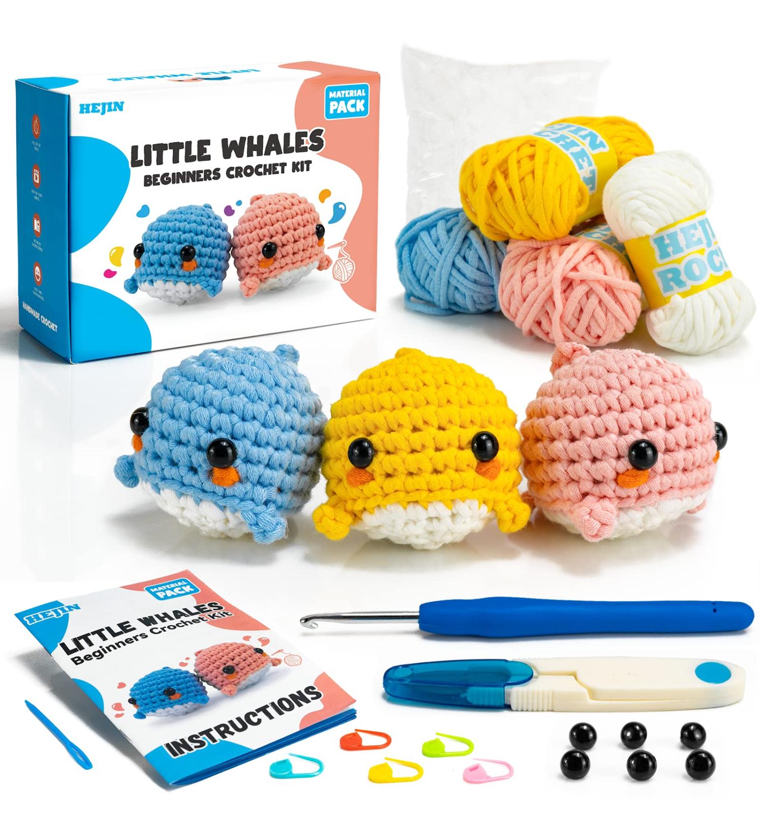 3PCS Beginner Crochet Animal Kit with Videos - Ideal Kids & Adults Crochet Kit with Yarn, Eyes, Stuffing & Hook - Perfect Boys and Girls Birthday Gift - Buy Online on SooperMarket.com