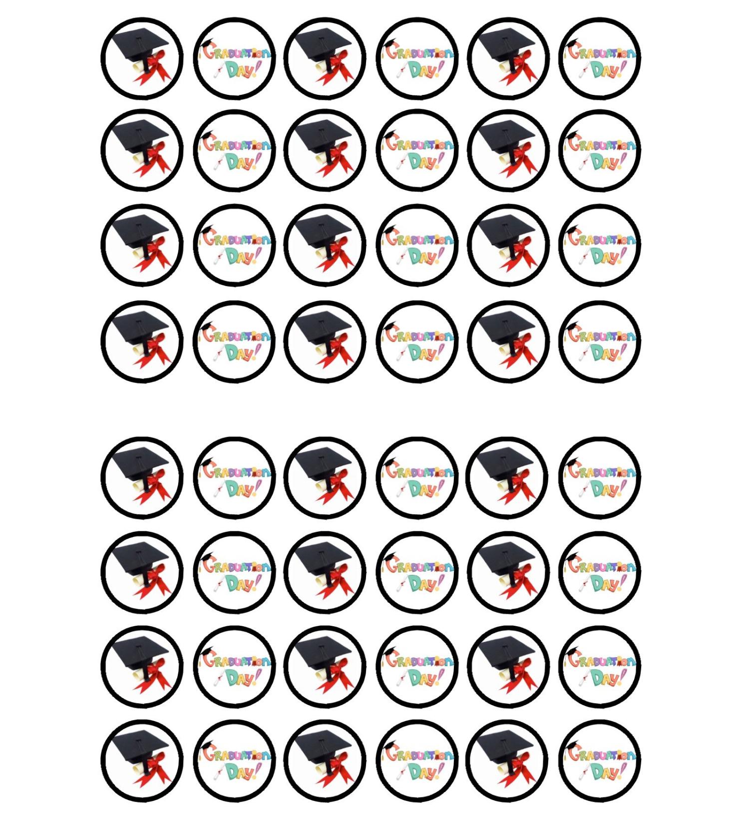 48 Graduation Edible PREMIUM THICKNESS SWEETENED VANILLA Wafer Rice Paper Mini Cupcake Toppers Cake Pops Cookies - Buy Online on SooperMarket.com