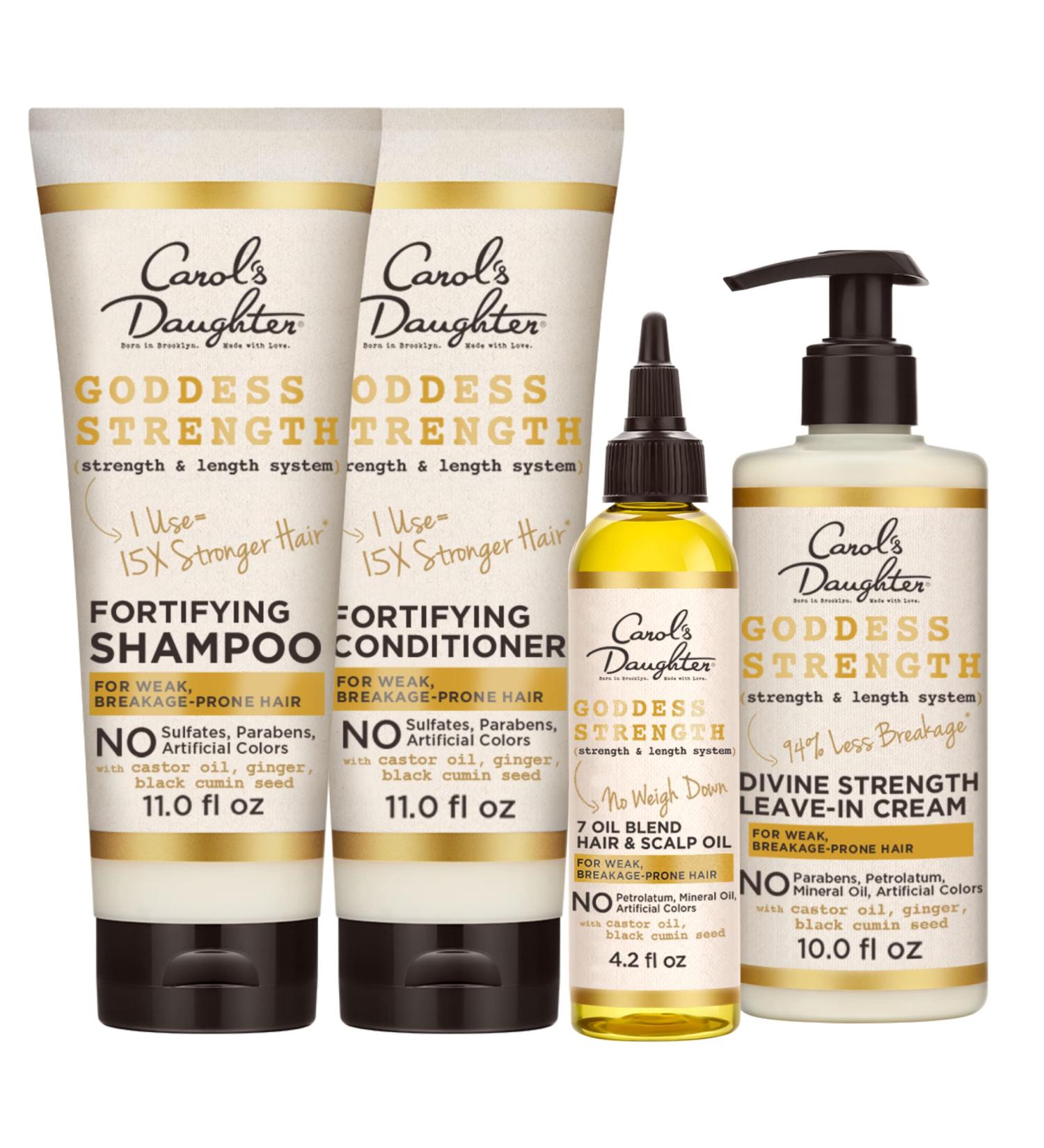 Carol's Daughter Goddess Strength Hair Care Gift Set - Shampoo, Conditioner, Leave In Conditioner & Treatment Oil with Castor Oil | Sulfate Free | 4 Products - Buy Online on SooperMarket.com