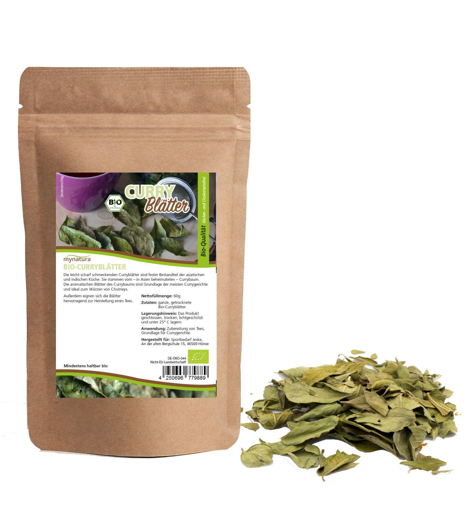 Mynatura Bio Curry Leaves 60g | Pure Herbal Spice for Cooking | Natural Raw Food Quality | De- ko-044 Certified - Buy Online on SooperMarket.com