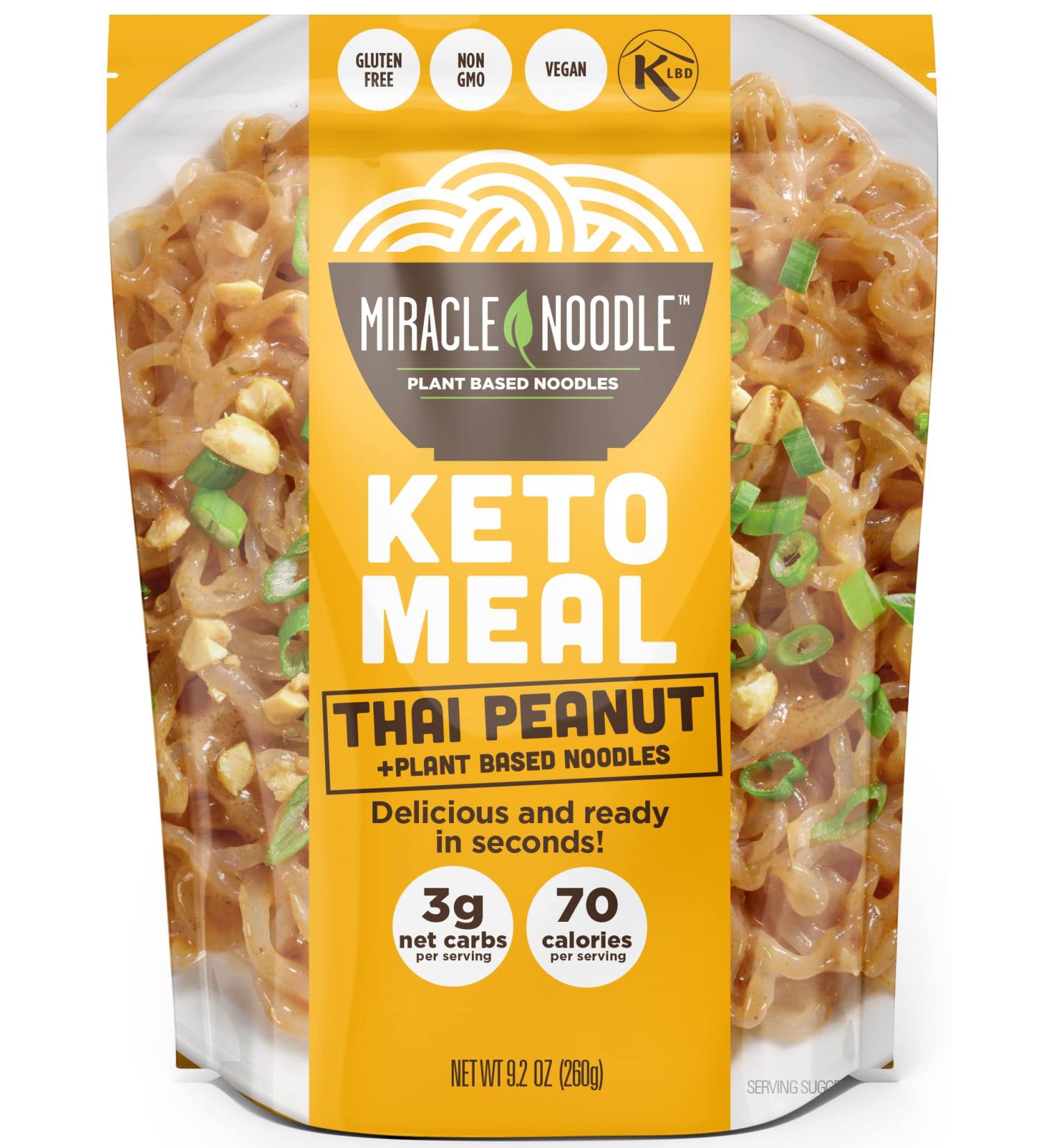 Miracle Noodle Thai Peanut Shirataki Noodles - Gluten Free, Vegan, Non GMO, Low Calorie, Keto - 9.2 Oz (6-Pack) - Buy Online on SooperMarket.com