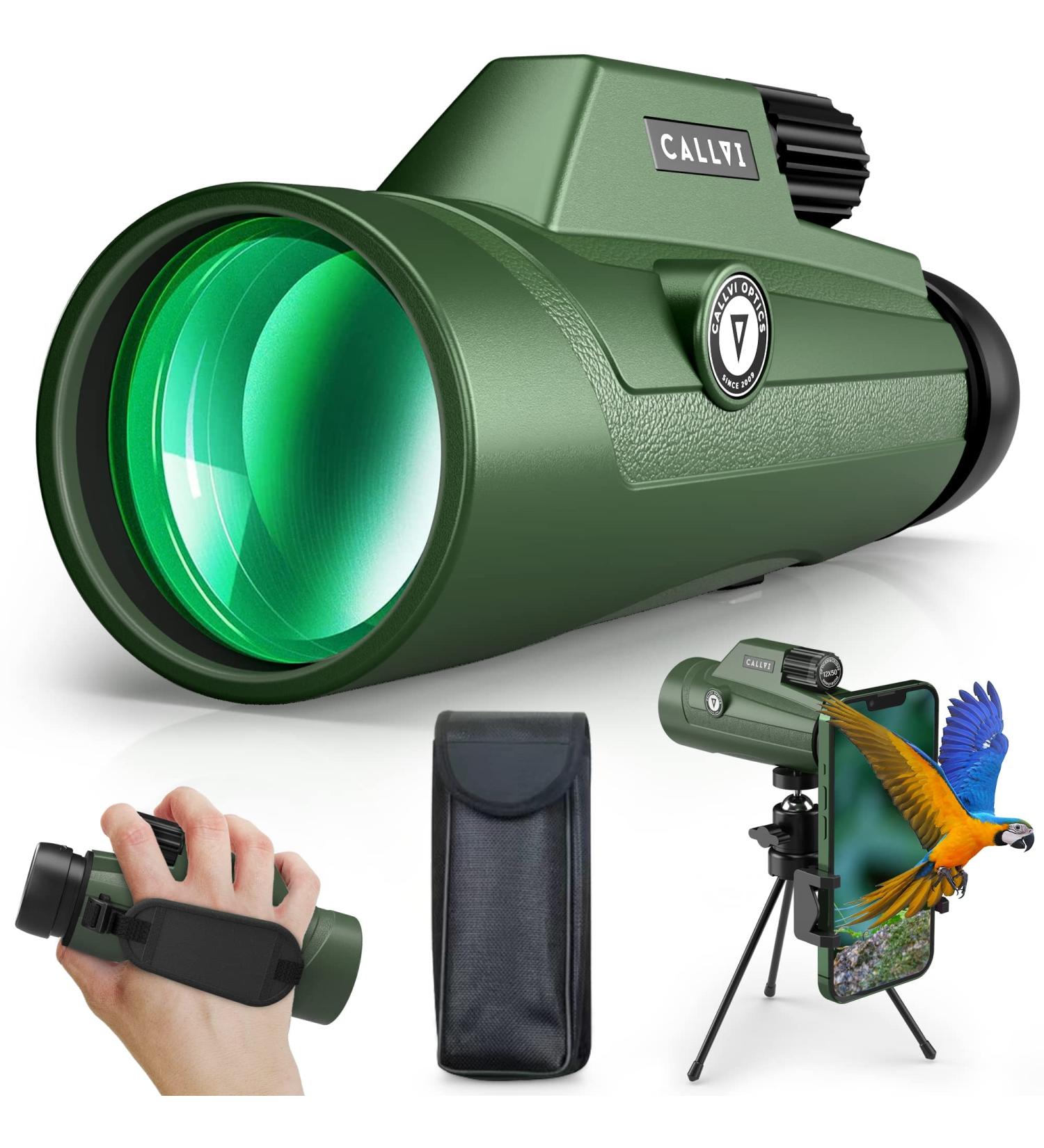 12x50 HD Monocular Telescope with Phone Stand, Tripod & BAK4 Prism - Waterproof & Portable for Hiking, Hunting, Bird Watching - Ideal Gift for Men - Buy Online on SooperMarket.com
