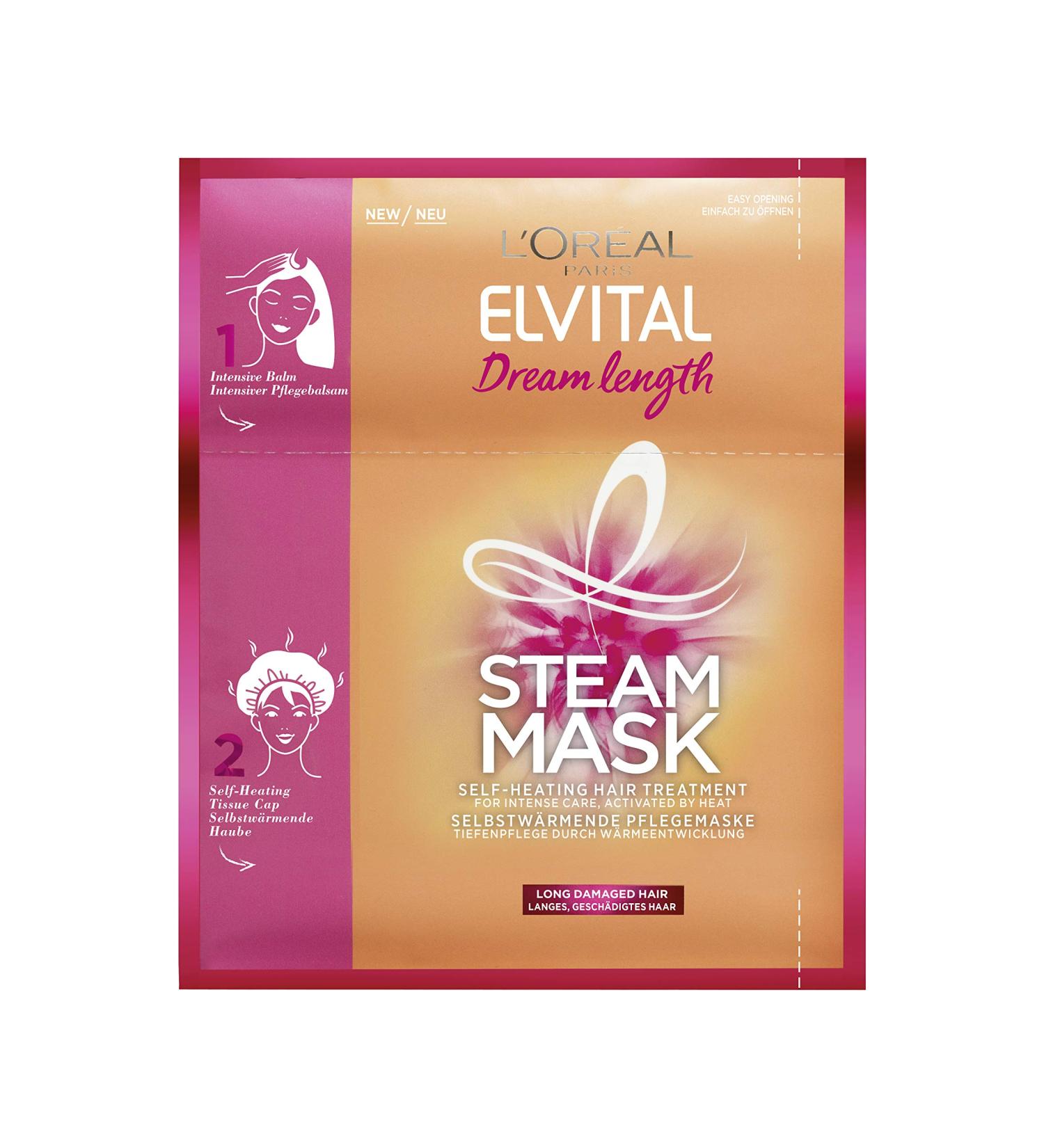 L'Or al Paris Elvital Hair Mask for Long Damaged Hair Anti-Split Ends with Castor Oil Dream Length Steam Mask 1 Piece - Buy Online on SooperMarket.com