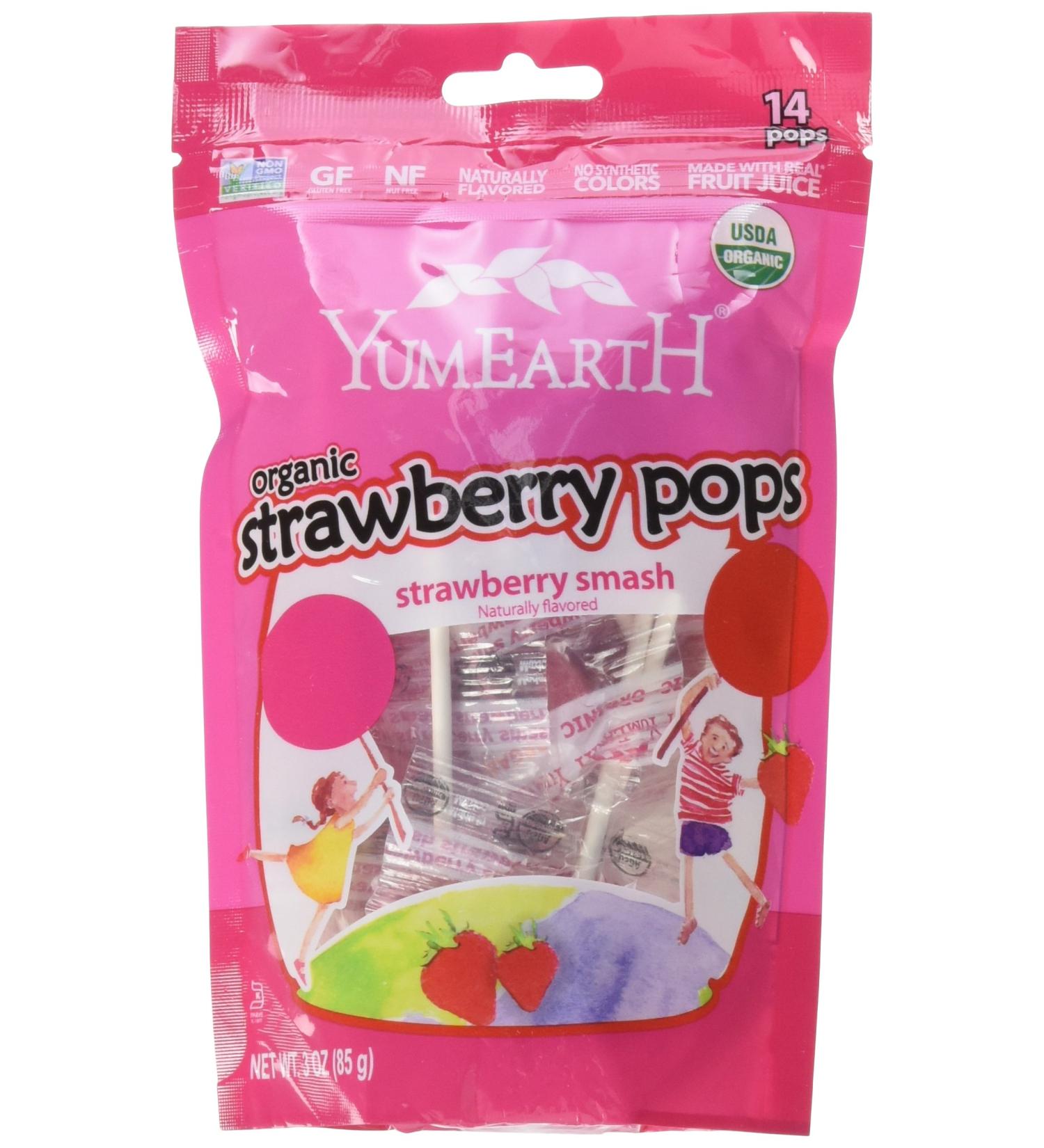 Yummy Earth Organic Standup Lollipops Strawberry Smash - 3 oz - Case of 6