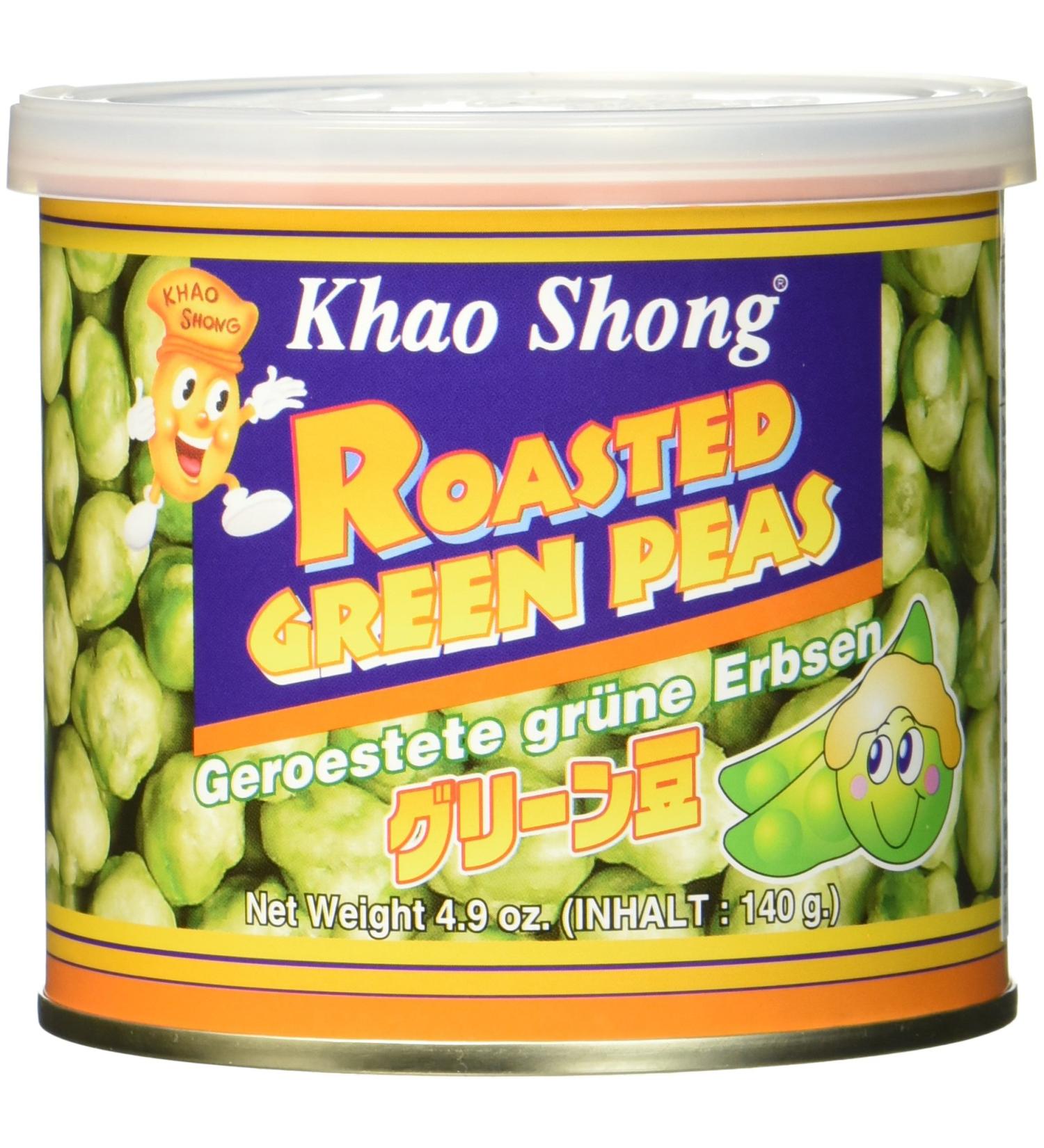 Khao Shong Roasted Green Peas with Wasabi - Crispy Low-Fat Snack 140g Can | Medium Sharpness Perfect Nut Alternative - Buy Online on SooperMarket.com