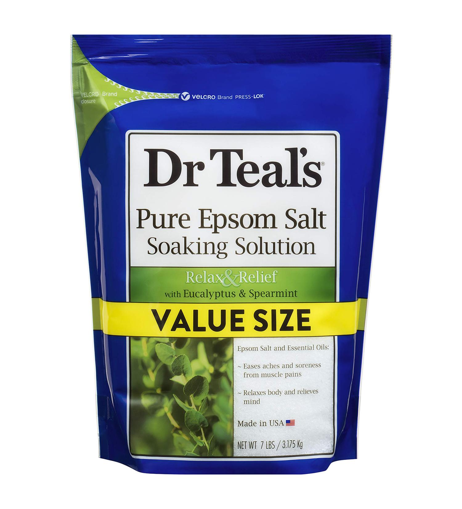 Dr. Teal's Eucalyptus & Spearmint Soaking Solution 7lb Bag - Pure Epsom Salt Blend for Soothing Pain & Soreness at Home - Buy Online on SooperMarket.com
