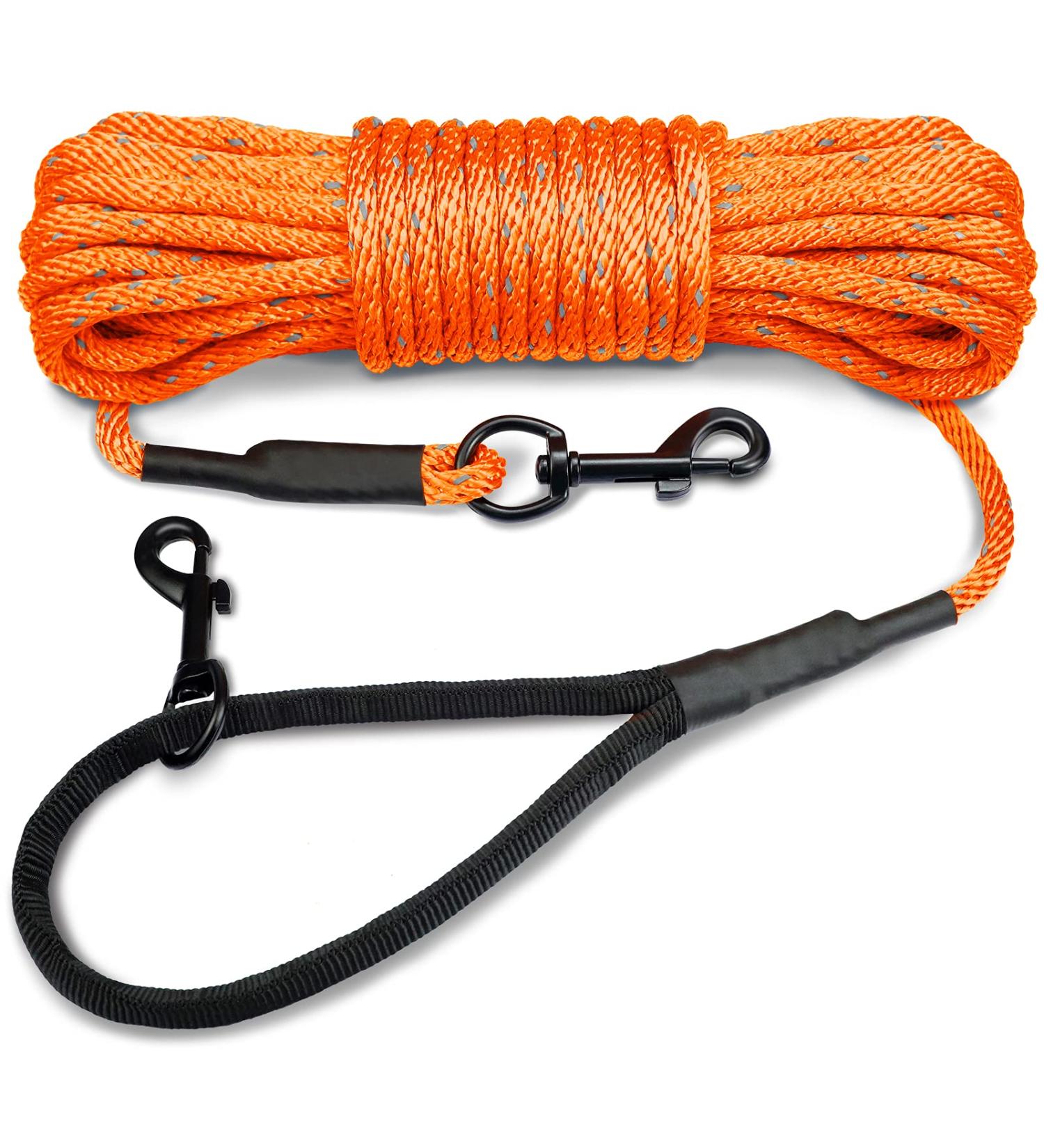 Joytale 10m Reflective Dog Leash - Padded Handle 2 Carabiner Hooks Nylon Training Line for Small Dogs & Puppies - Durable Orange Color - Buy Online on SooperMarket.com