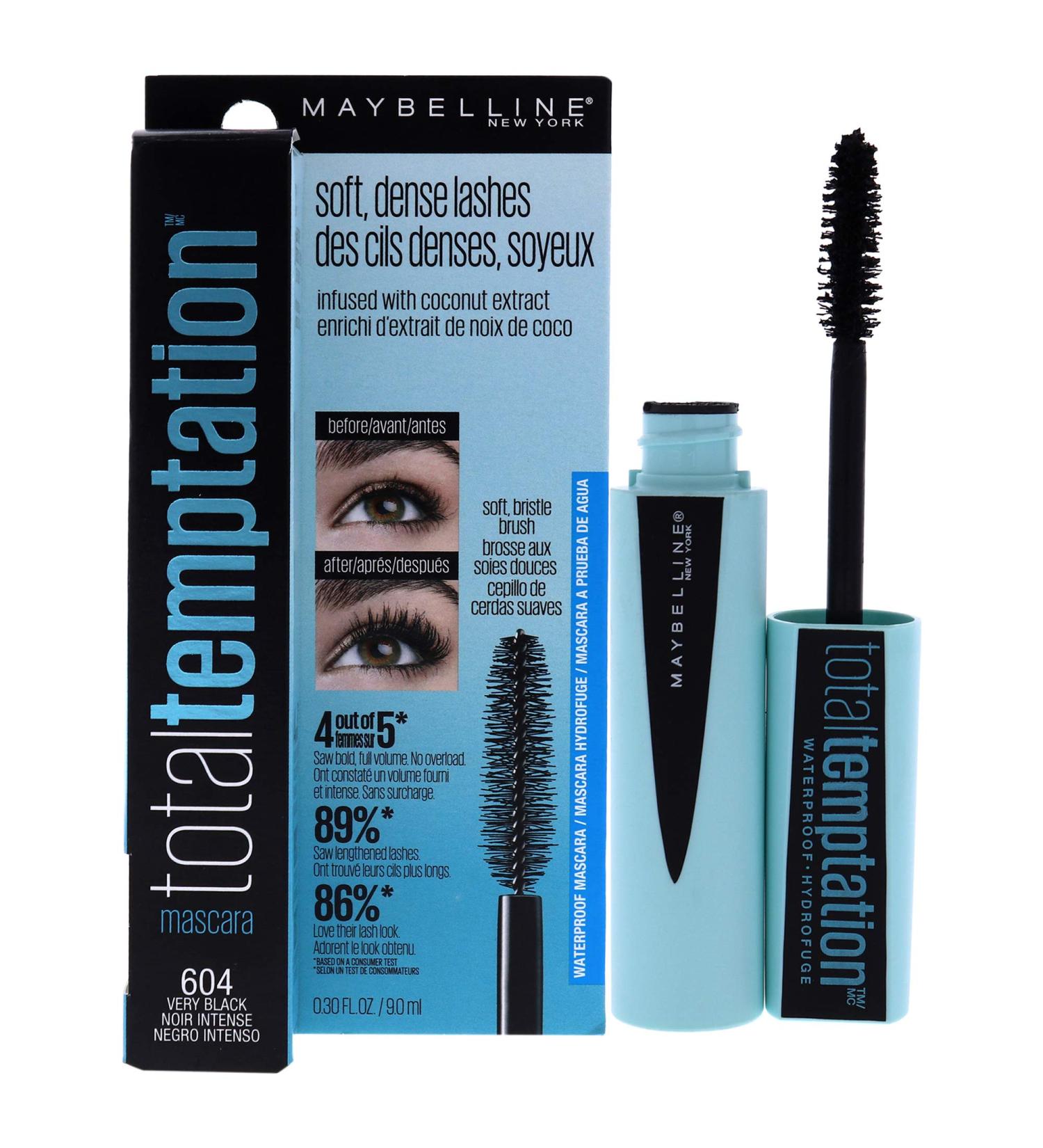 Maybelline New York Total Temptation Waterproof Mascara Very Black 0.3 Fl Oz - Pack of 1 - Buy Online on SooperMarket.com