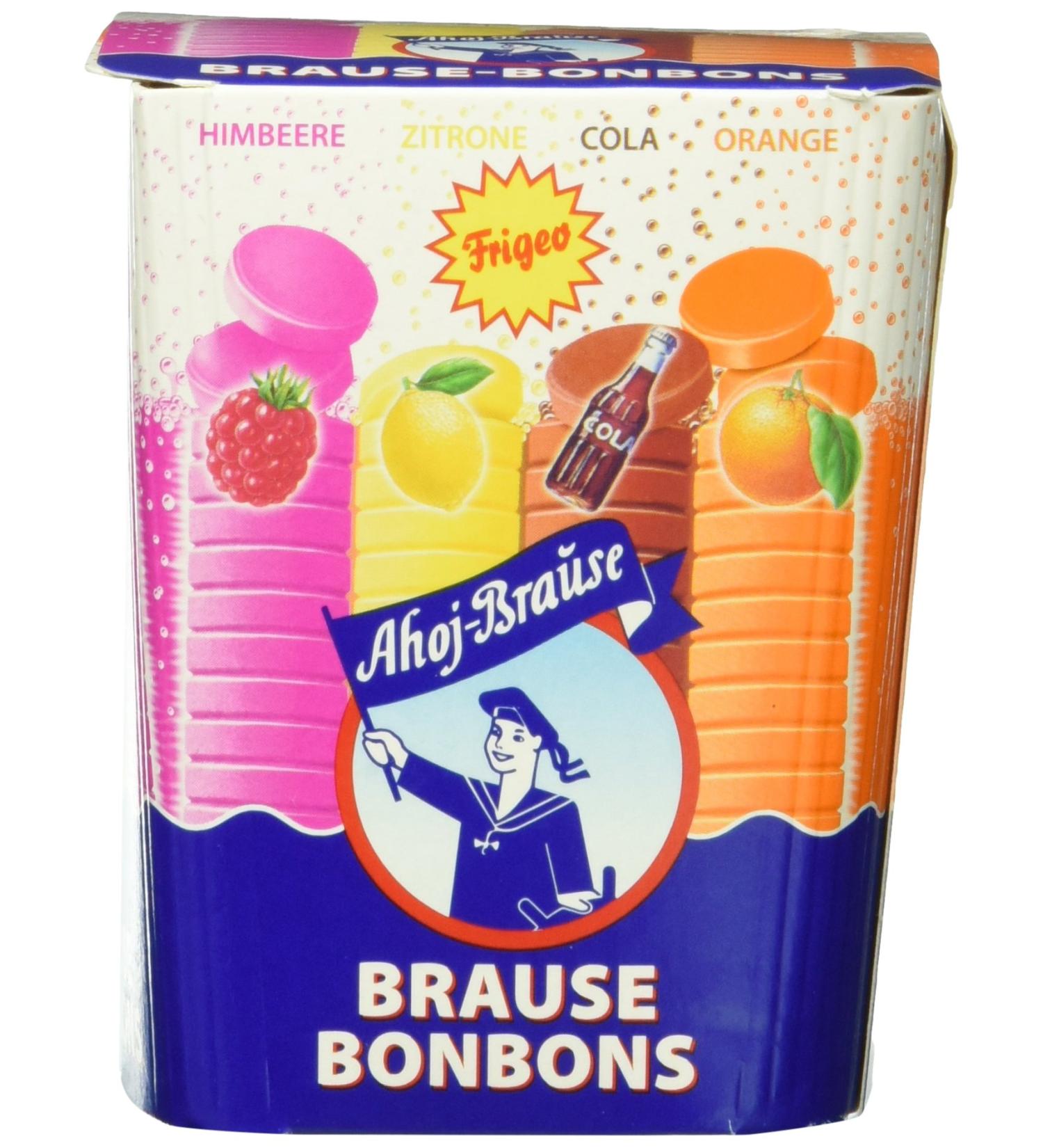 Buy Frigeo Ahoj-Brause Classic Round Brown Candies - 125g Pack (Lemon Orange Raspberry & Cola) | International Shipping Available - Buy Online on SooperMarket.com