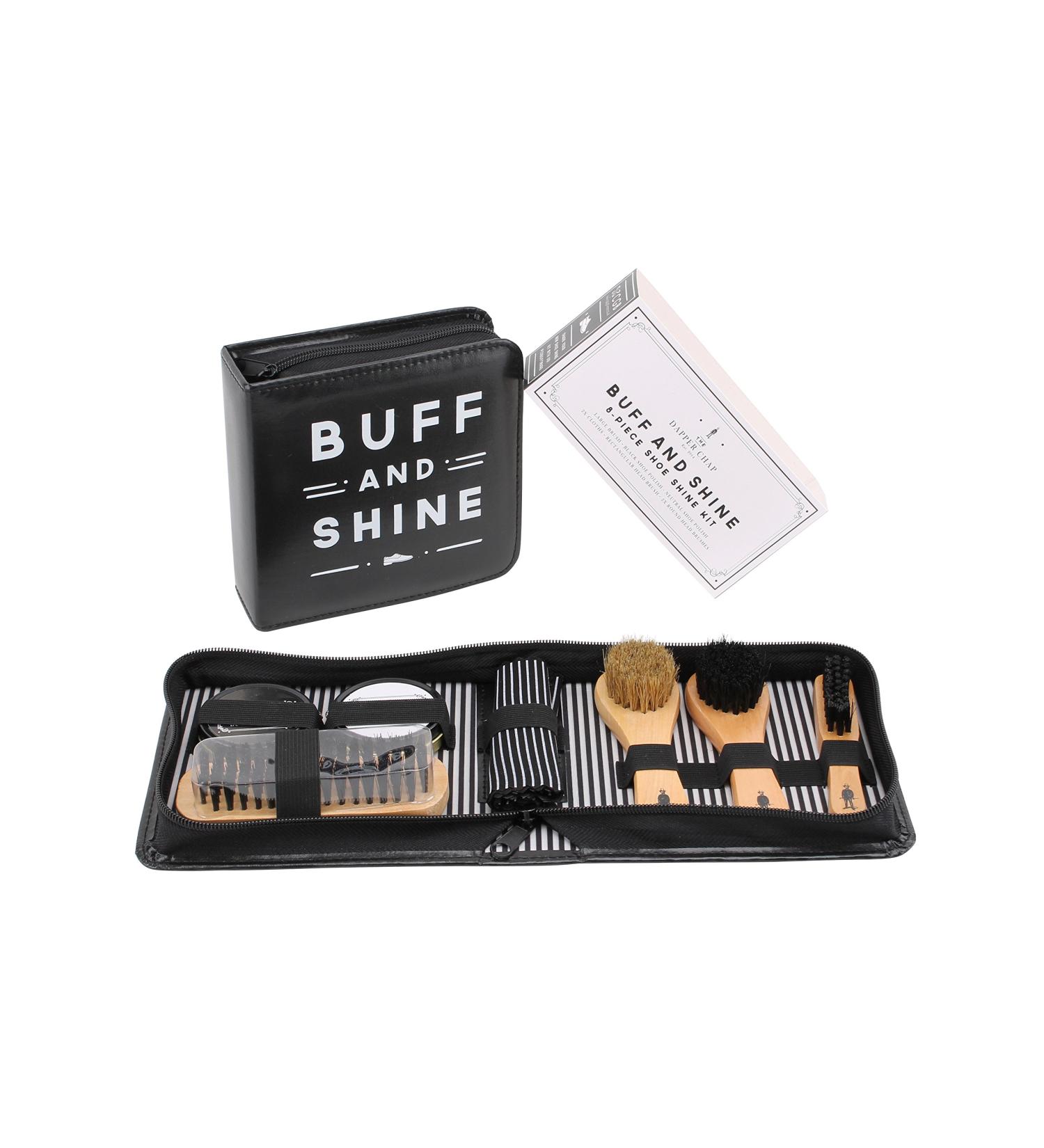 CGB Giftware Dapper Chap 'Buff & Shine' Shoe Cleaning Kit | 3 Brushes, Black & Neutral Polish - Buy Online on SooperMarket.com