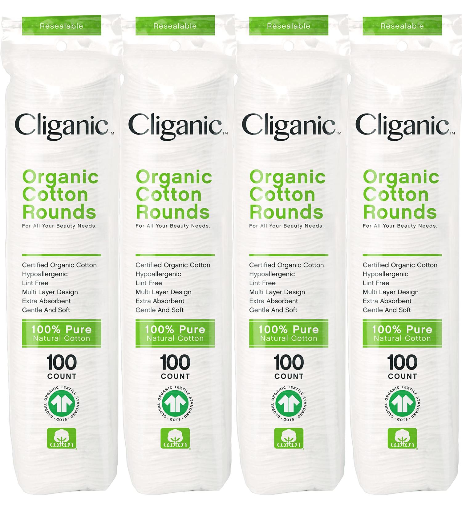 Cliganic Organic Cotton Rounds (400 Count) | Makeup Remover Pads, Hypoallergenic & Lint-Free, 100% Pure Cotton - Buy Online on SooperMarket.com