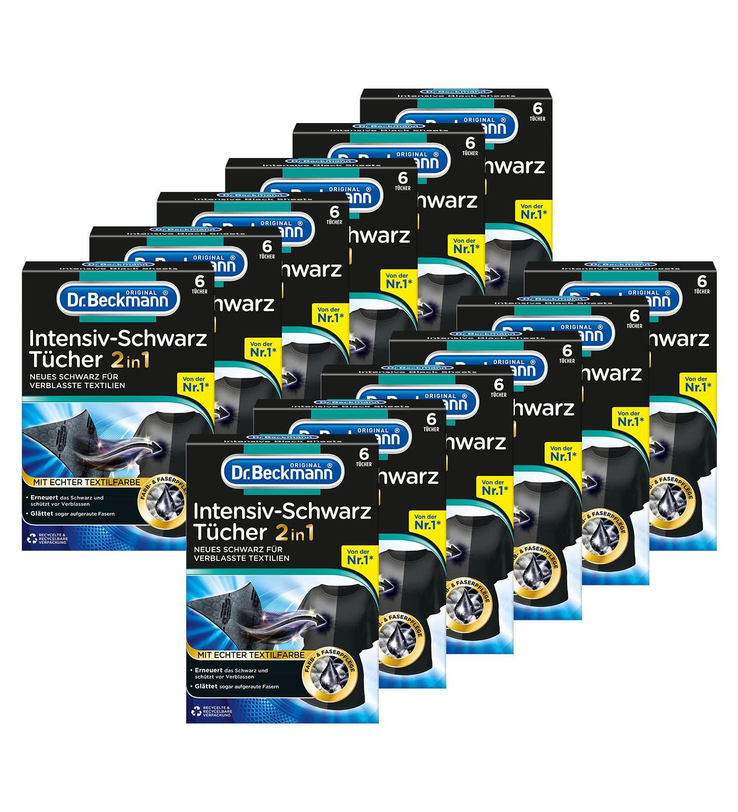 Dr. Beckmann Intensive Black Wipes | For intensive black and smooth fibers | 12x 6 wipes pack of 12