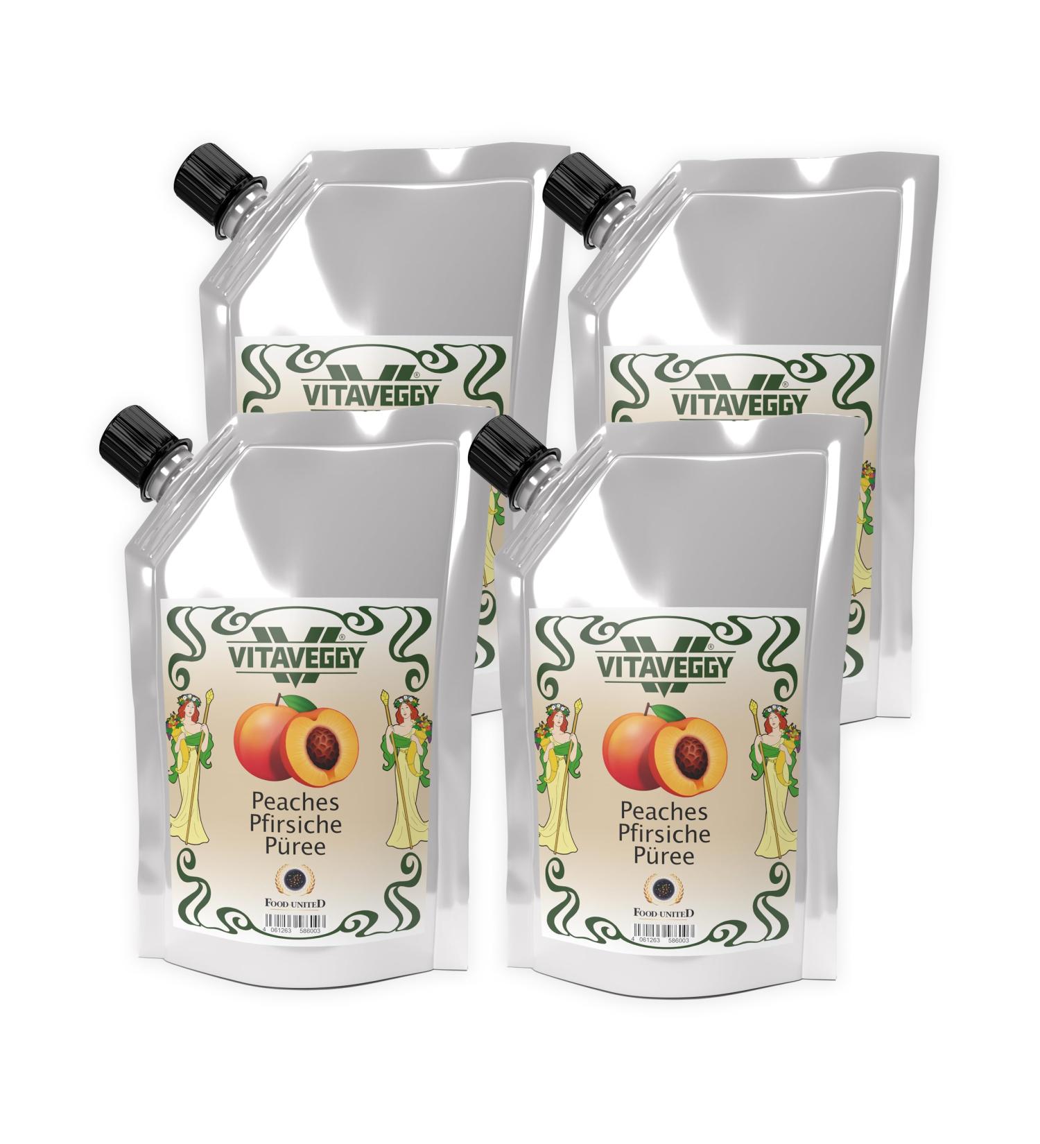 VitaVeggy Peach Puree 1kg - Pure White Peach Fruit Puree for Smoothies Juices Sauces & Sorbets - No Preservatives or Aroma - Food-United - Buy Online on SooperMarket.com