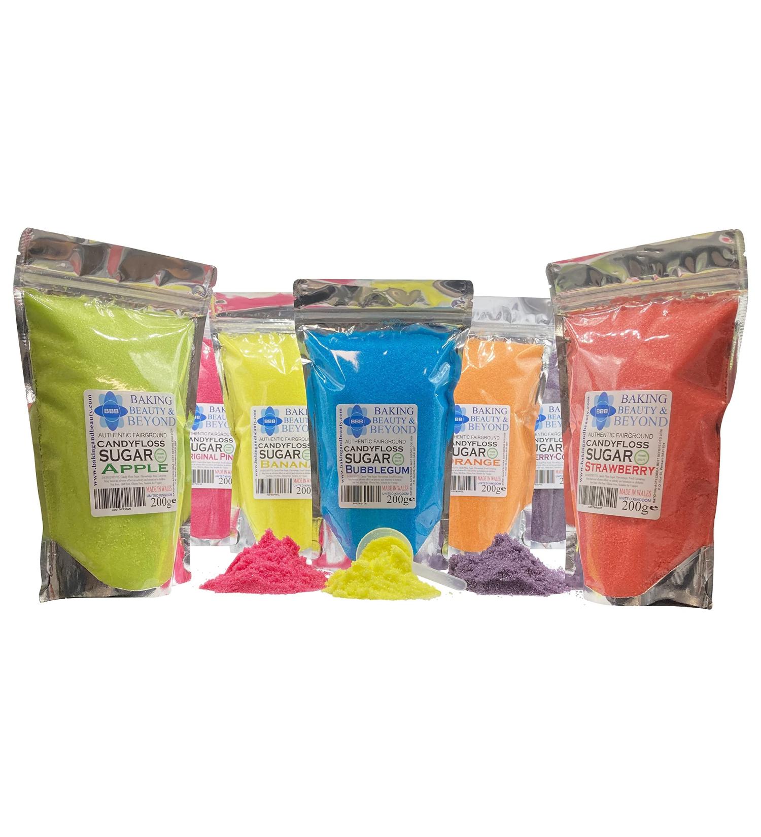 Baking Beauty and Beyond Premium Floss Sugar for Cotton Candy - Cotton Candy Flossing Sugar with Natural Ingredients Perfect for Every Occasion Bulk Floss Sugar 200g - Cherry-Cola Flavour Cherry Cola - Buy Online on SooperMarket.com