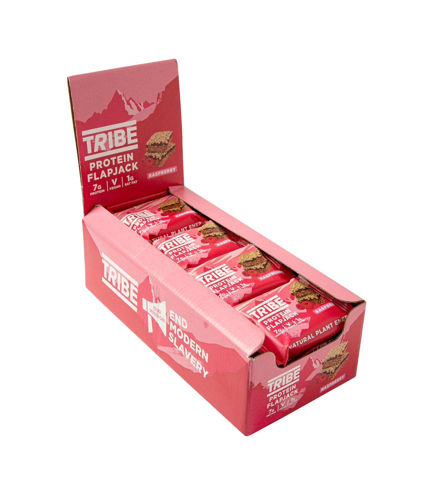 TRIBE Protein Flapjacks - Choc Peanut - Vegan Dairy and Gluten Free - Raspberry Flavor - 12 x 50g Bars - Buy Online on SooperMarket.com