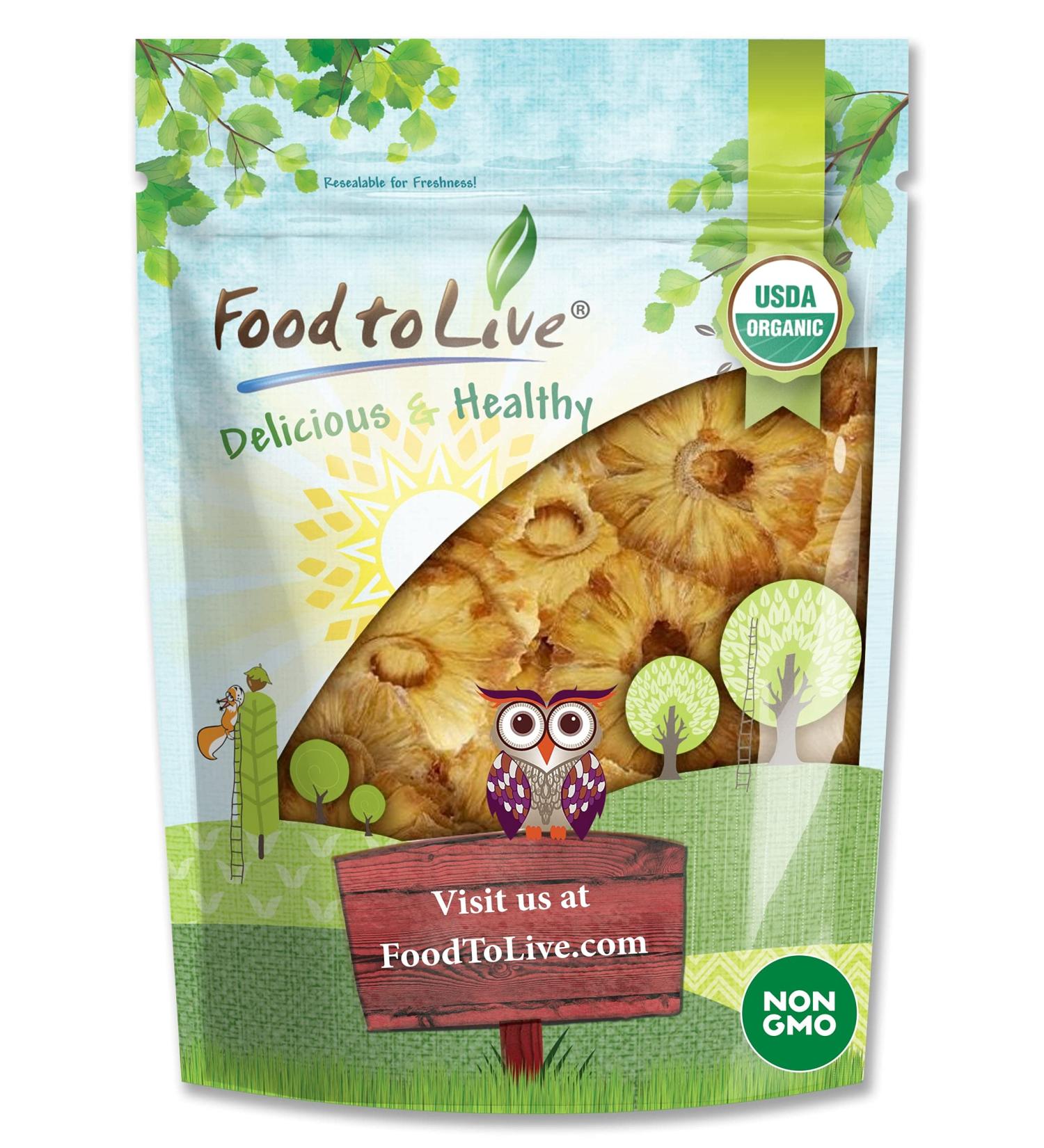 Organic Dried Pineapple Rings  1 Pound - Non-GMO  Flavorful Chewy Fruit Snack  Vegan  Unsulfured  No Sugar Added  Bulk  Great Addition to Desserts  Cakes  and Pies  No Sulphites  Unsweetened 1 Pound (Pack of 1) - Buy Online on SooperMarket.com