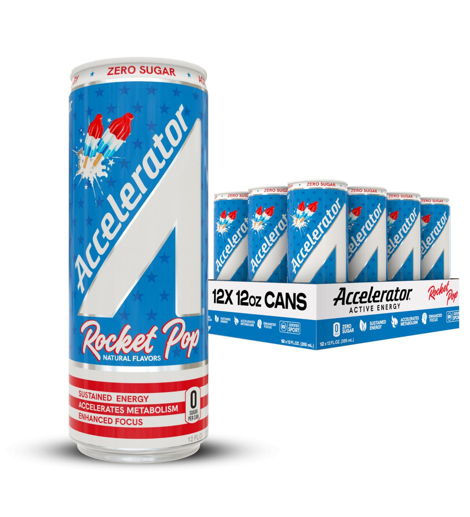 Accelerator Rocket Pop Energy Drink - 12 fl oz Can (Pack of 12) | Buy Internationally - Buy Online on SooperMarket.com