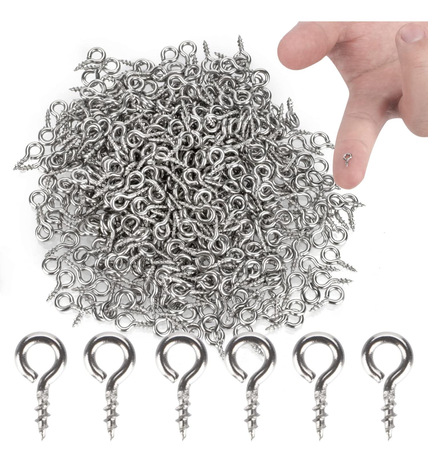 500 Pcs Small Stainless Steel Screw Eye Pins for DIY Jewelry Making - Buy Online on SooperMarket.com