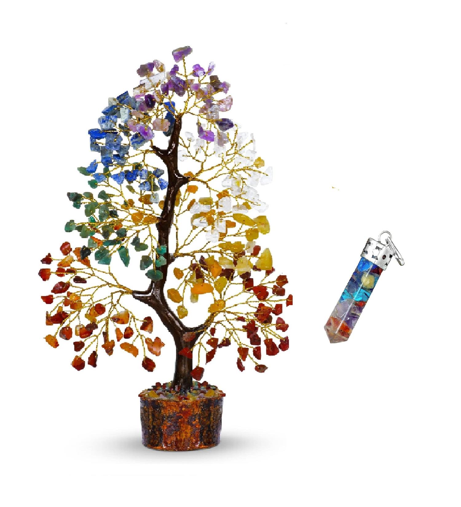 PYOR Chakra Tree Of Life Orgone Pendant Necklace - Seven Chakra Money Tree Healing Stones - Spiritual Gift & Home Decor - Buy Online on SooperMarket.com