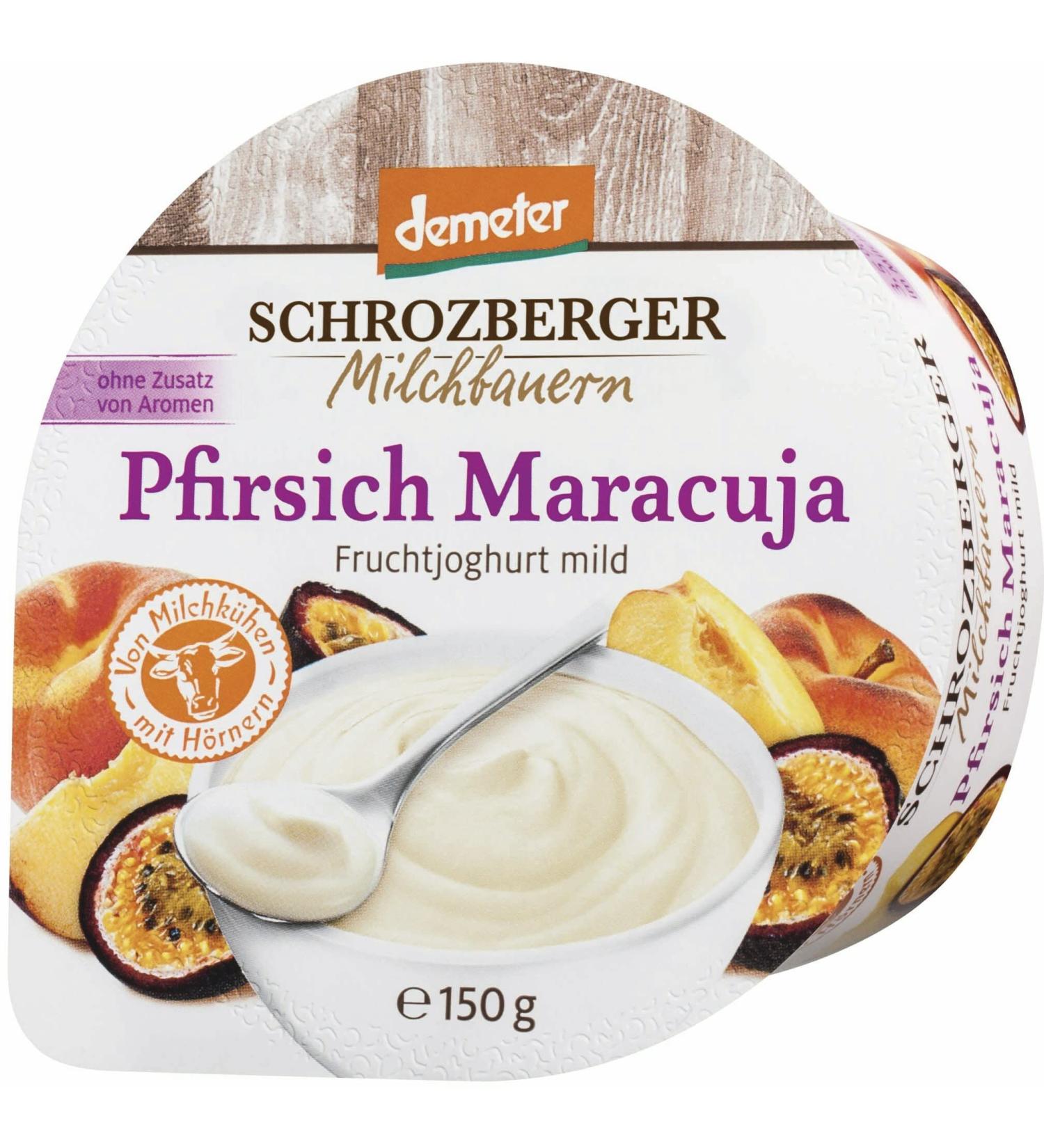Schrozberger Milchbauern organic fruit yoghurt mild peach-passion fruit (6 x 150 gr)