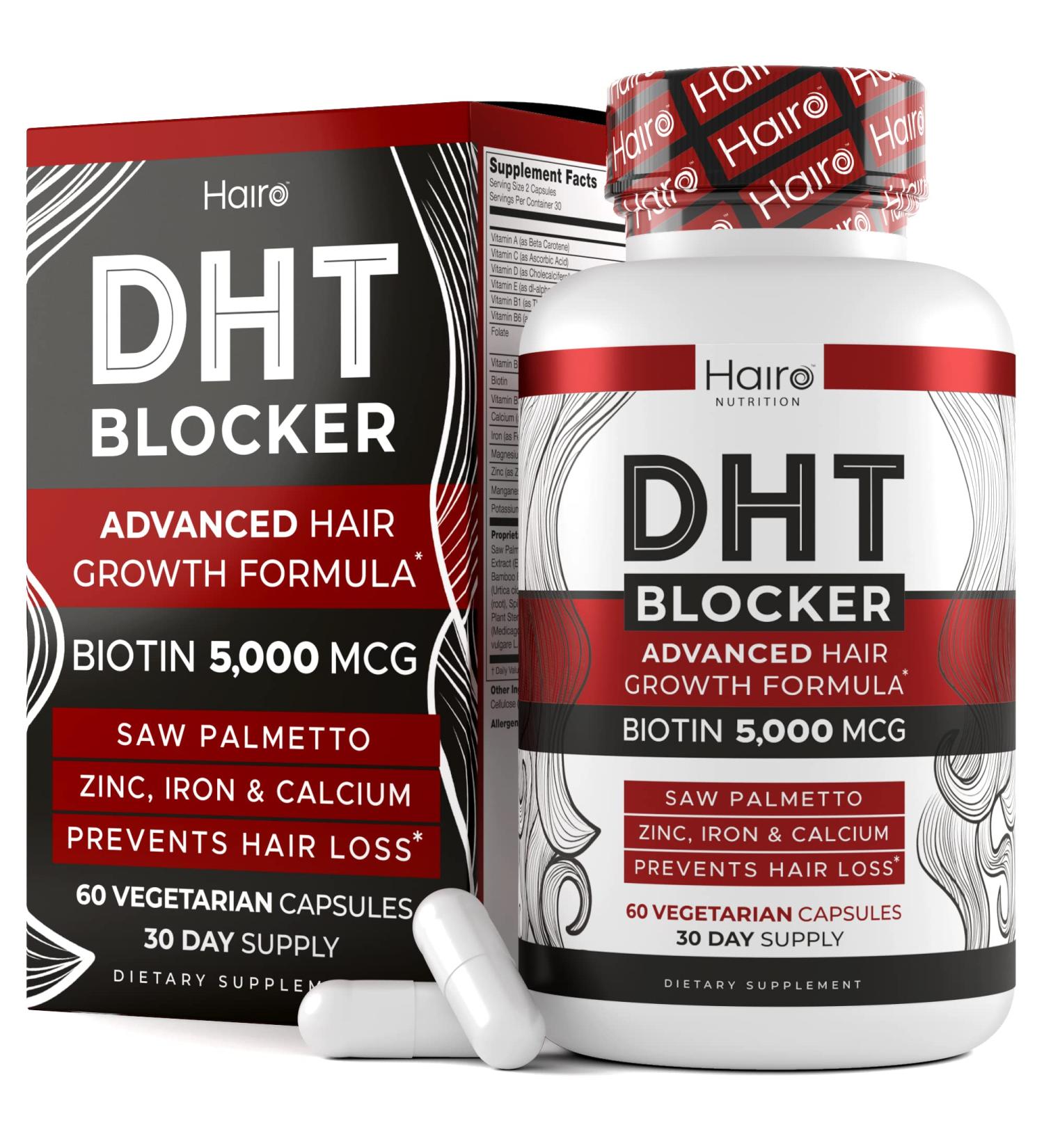 DHT Blocker Hair Growth Supplement with Biotin & Saw Palmetto - Natural Hair Loss Treatment for Women & Men - Buy Online on SooperMarket.com