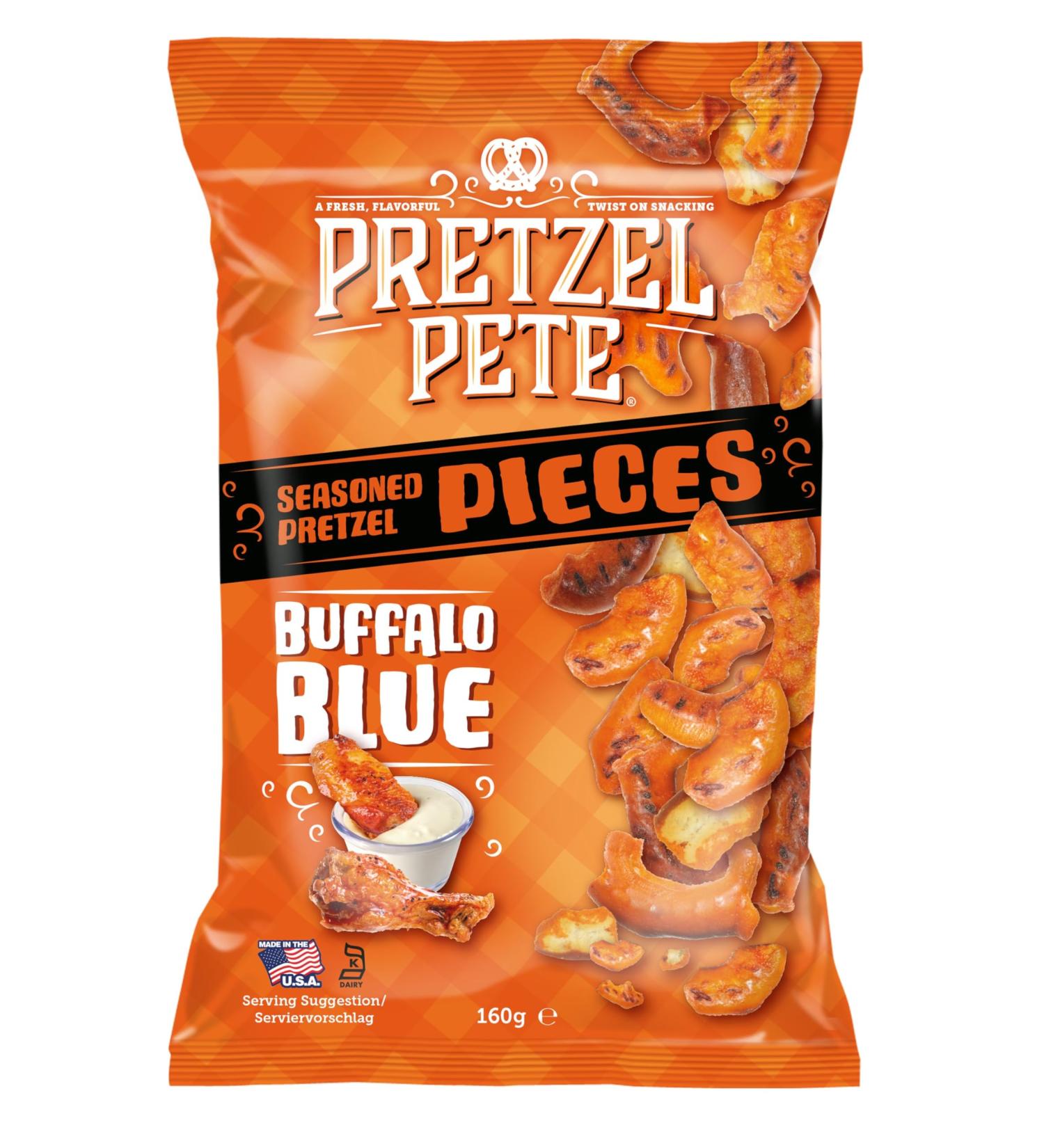 Pretzel Pete Buffalo Blue Seasoned Pretzel Pieces - 8 Pack (160g each) - Buy Online on SooperMarket.com
