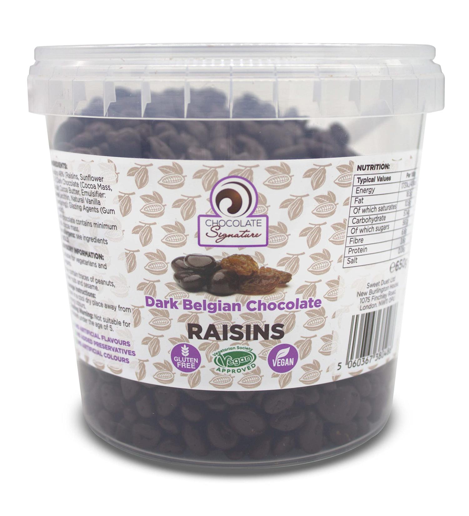 Dark Belgian Chocolate Covered Raisins Sultanas | Dairy Free | Vegan | Gluten Free - 650g - Buy Online on SooperMarket.com