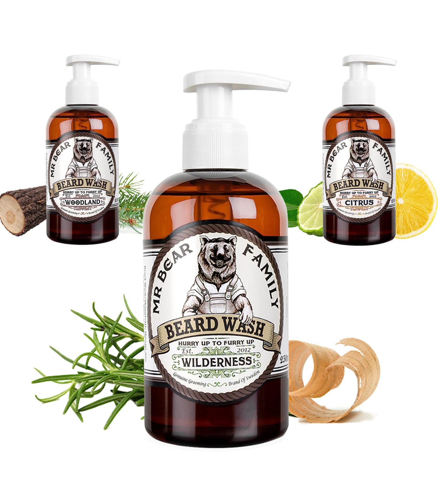 MR Bear Family Natural Beard Shampoo for Men 250ml - Wilderness | 2-in-1 Bar Soap & Conditioner for Fuller Healthier Beards - Buy Online on SooperMarket.com