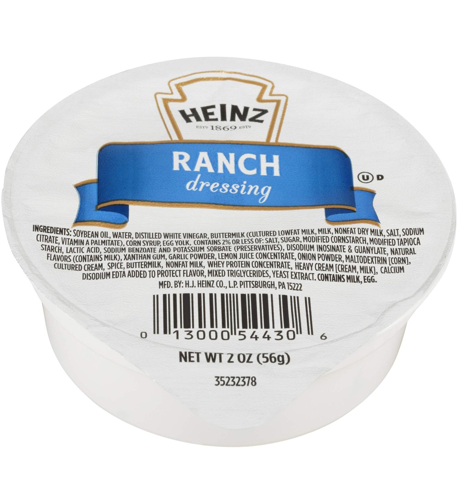 Heinz Ranch Dressing Single Serve Dipping Sauce 60 ct Pack - 2 oz Cups | Pack of 60 - Buy Online on SooperMarket.com