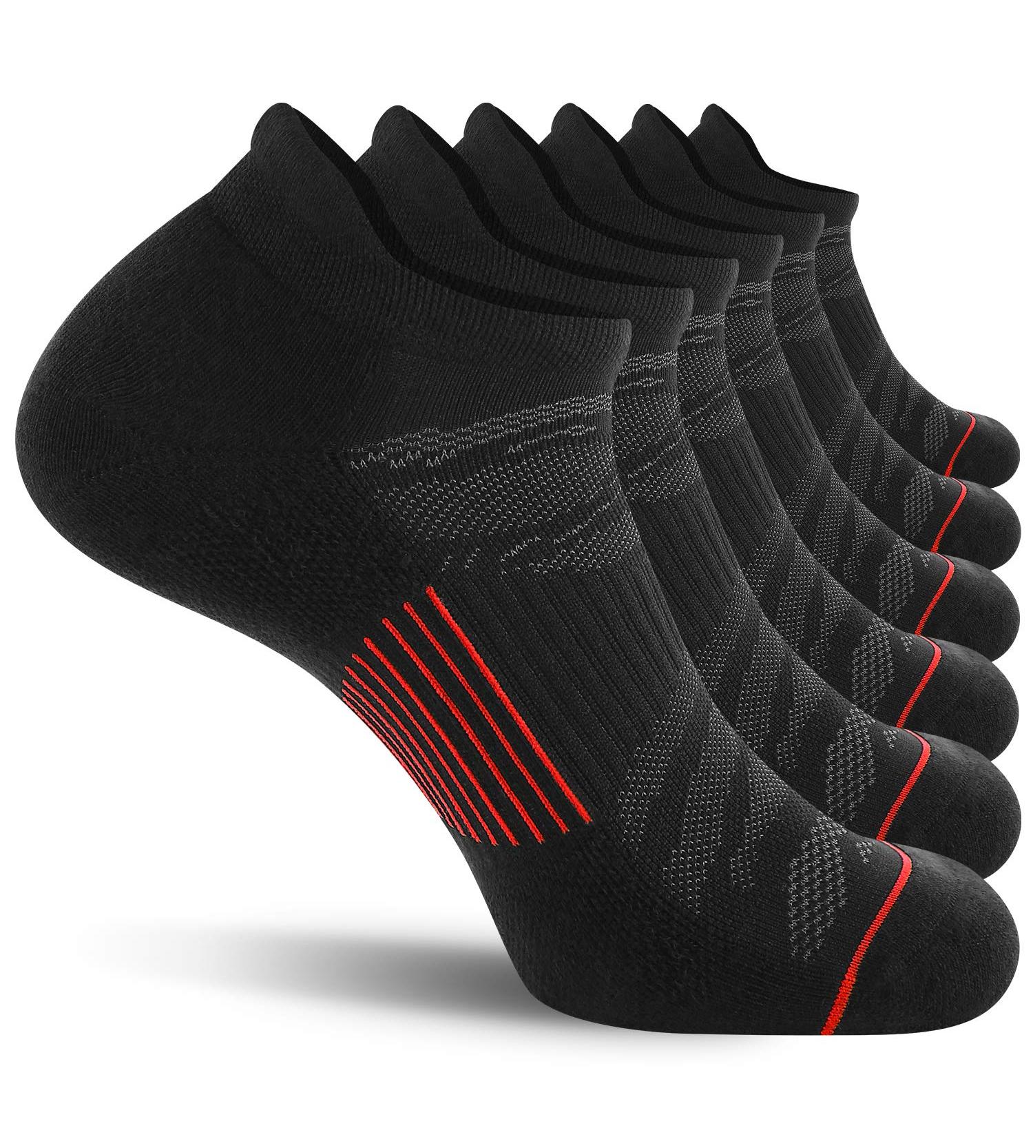 FITRELL Men's 6 Pack Ankle Running Socks Low Cut Cushioned Athletic Sports Socks Black+Red - Size 9-12 - Buy Online on SooperMarket.com