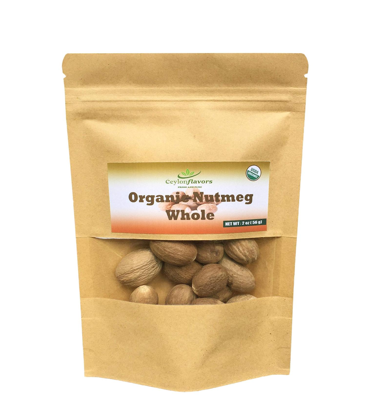 Ceylon Whole Nutmeg 2 oz - Organically Harvested, Aromatic Flavor Enhancer for Cooking - Buy Online on SooperMarket.com