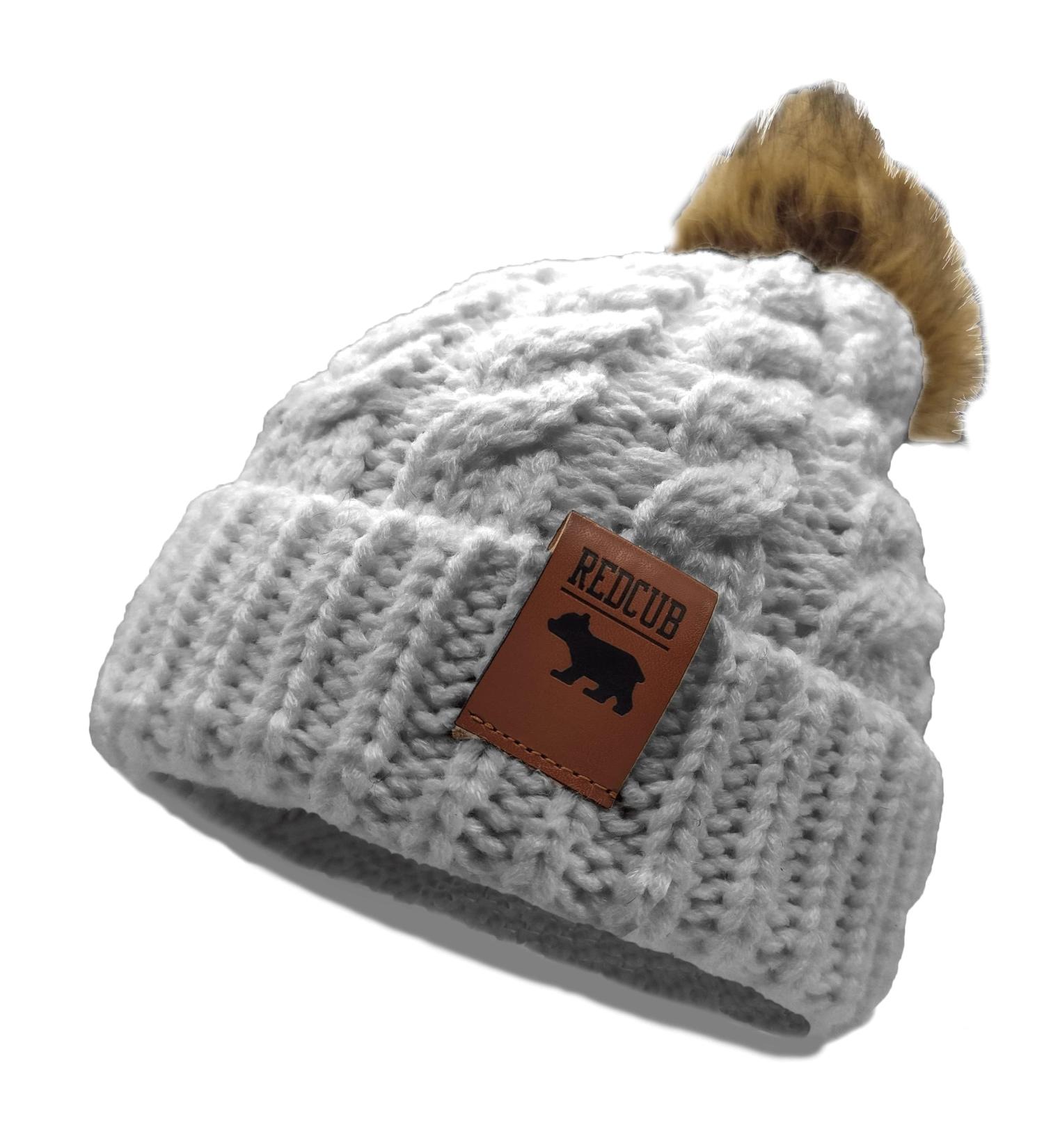 RED CUB Toddler Baby Winter Bobble Hat Beanie Pom Pom | Boys Girls Acrylic Kids Beanies | Soft Knit 12-36 Months 12-3 Years Trendy Grey - Buy Online on SooperMarket.com