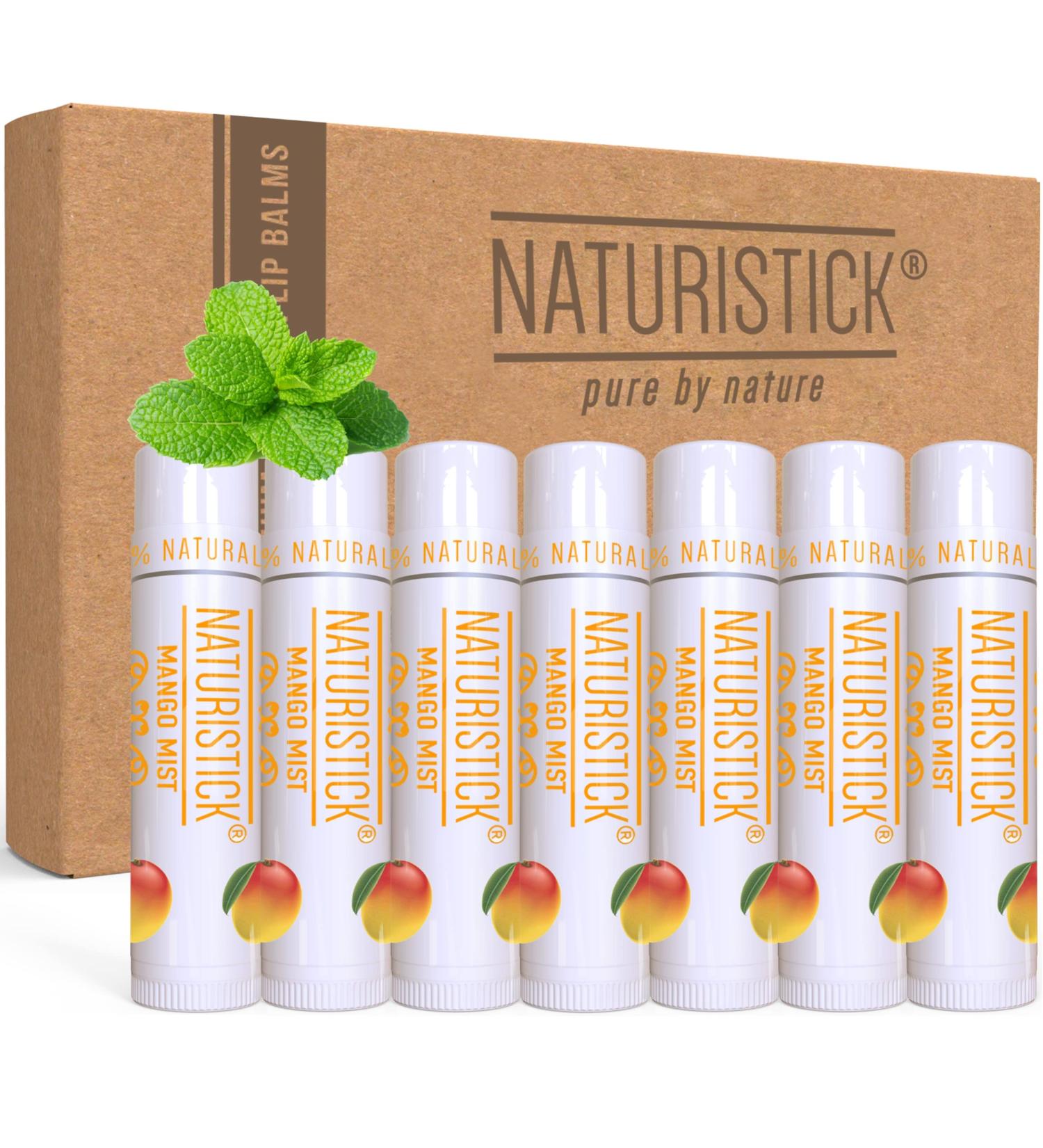 Naturistick 7-Pack Mango Lip Balm Gift Set - 100% Natural Ingredients, Best Beeswax Chapstick for Dry Chapped Lips, Made in USA - Buy Online on SooperMarket.com